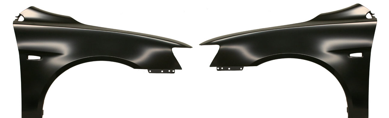 AM LANCER 08-17 FRONT FENDER RH AND LH Primed w Signal Light Hole CAPA SKU SET M220195Q Partslink MI1241170C MI1240170C OEM 5220C528-5220C527