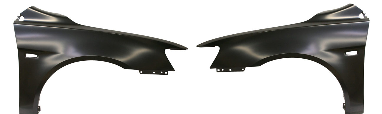 AM LANCER 08-11 FRONT FENDER RH AND LH Primed w Signal Light Hole SKU SET M220195 Partslink MI1241170 MI1240170 OEM 5220C528-5220C527