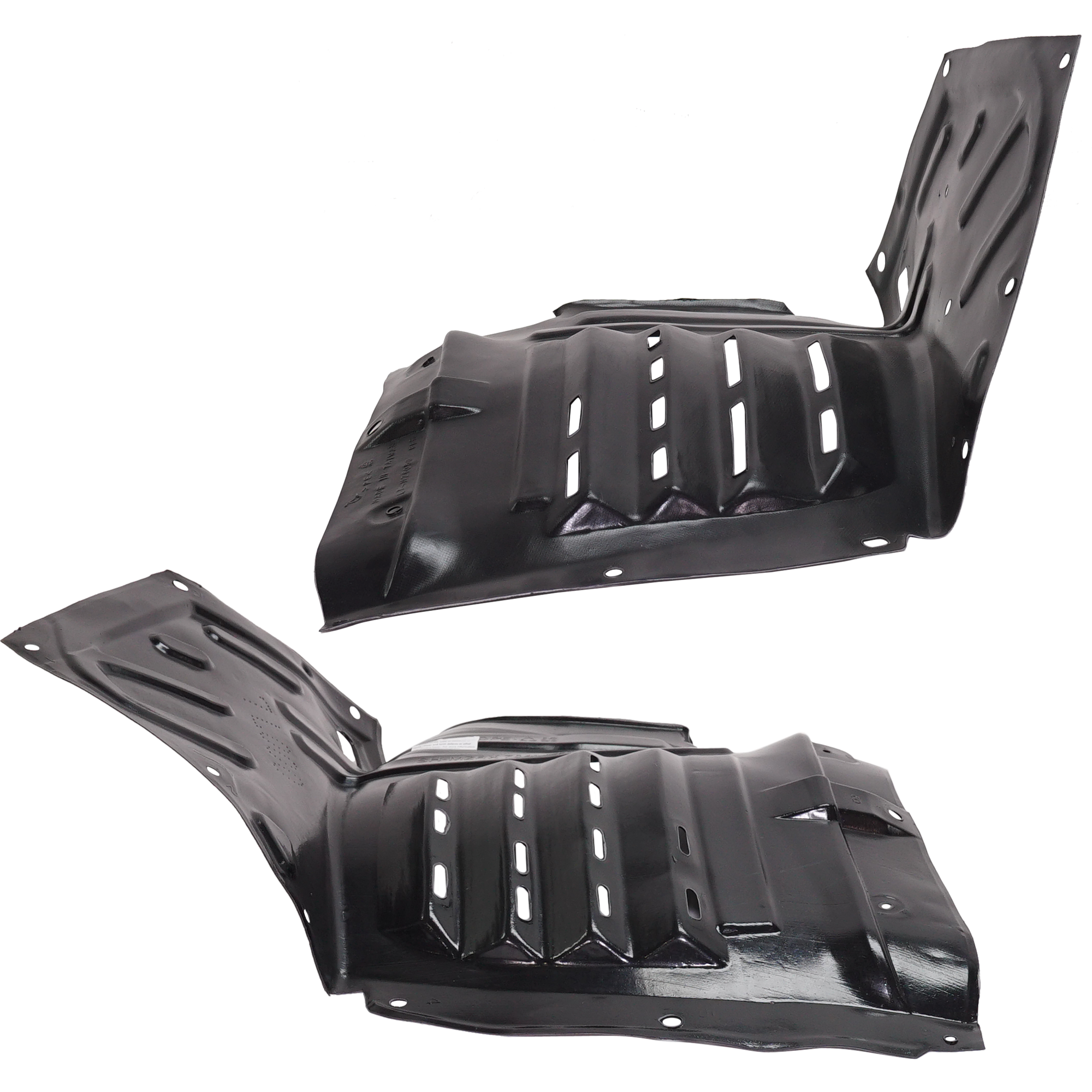AM RX 8-04-08 FRONT FENDER LINER RH AND LH Front Section SKU SET M222315 Partslink MA1249127 MA1248127 OEM F1515613YB F1515614YB
