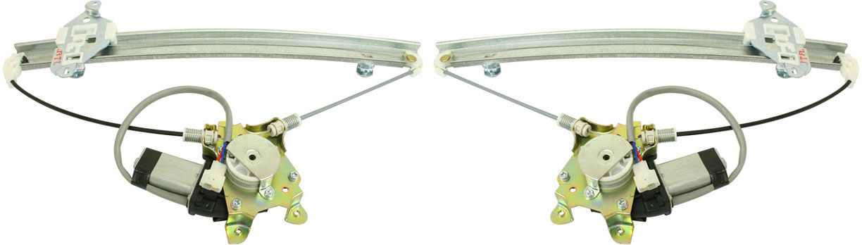 AM LANCER 02-03 FRONT WINDOW REGULATOR RH AND LH Power w Motor ES LS OZ Rally Models SKU SET M462955 Partslink MI1351112 MI1350112 OEM MR991326 PFM MR991325 PFM