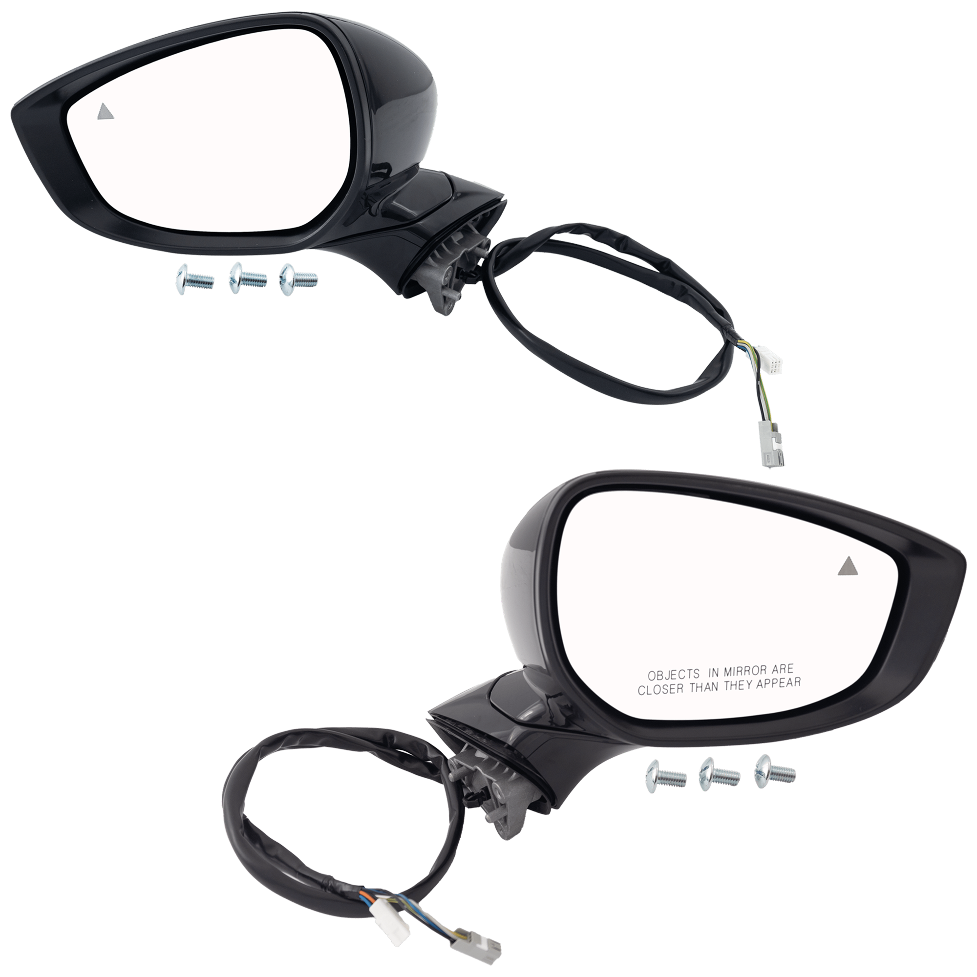 AM MAZDA 3-19-21 MIRROR RH AND LH Power Manual Folding Non Heated Paintable No Auto dimming w BSD Signal Light and Memory No Puddle Light Hatchback SKU SET MZ120ER Partslink MA1320240 MA1321240 OEM BEEW69121E PFM BEFA69181E PFM