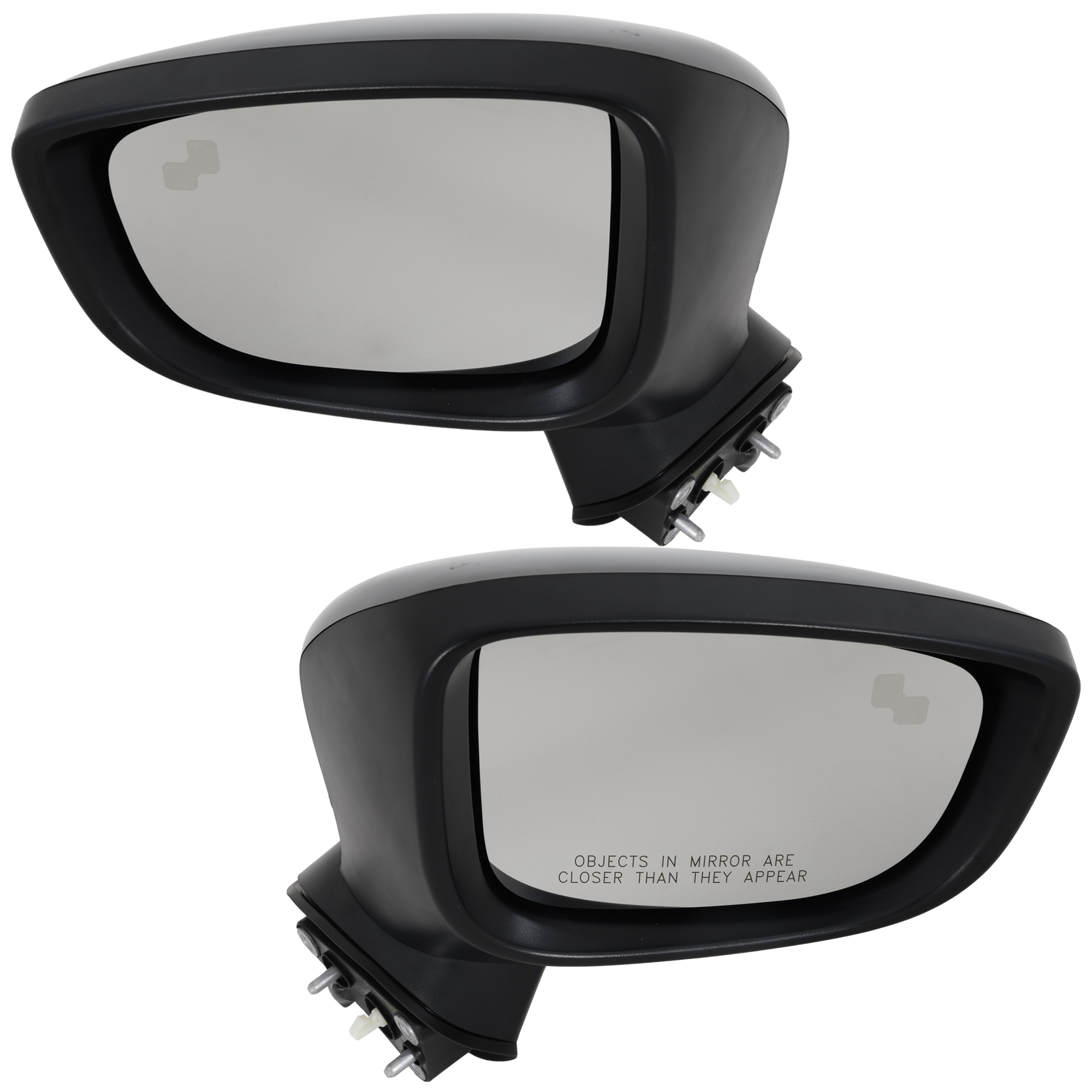 AM MAZDA 3-17-18 MIRROR RH AND LH Power Manual Folding Non Heated Paintable w BSD and Signal Light Mexico Built Vehicle Hatchback Sedan SKU SET MZ89ER S Partslink MA1320245 MA1321245 OEM BAJD69121B PFM BAJD69181B PFM