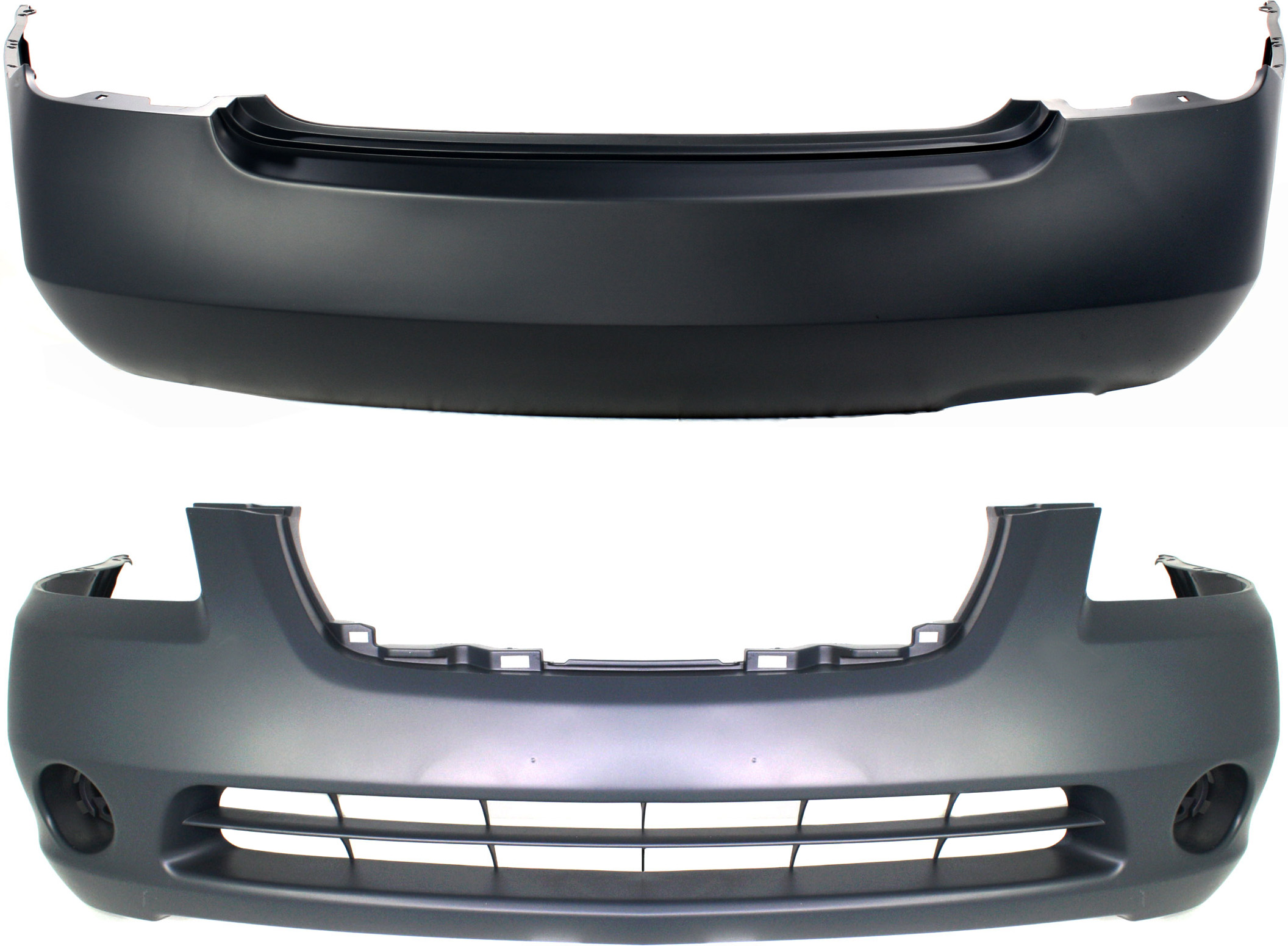 AM ALTIMA 02-04 FRONT AND REAR BUMPER COVER Primed 2.5L Eng SKU SET N010306P 2 Partslink NI1000193 NI1100225 OEM 620228J040-850228J040