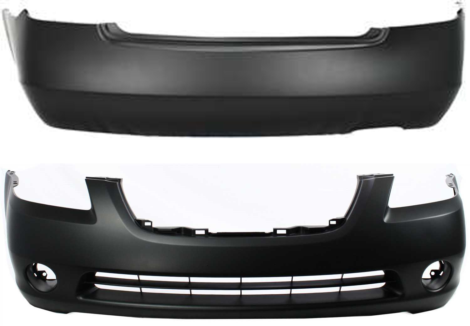 AM ALTIMA 02-04 FRONT AND REAR BUMPER COVER Primed 2.5l Eng. CAPA SKU SET N010306PQ 2 Partslink NI1000193C NI1100225C OEM 620228J040-850228J040