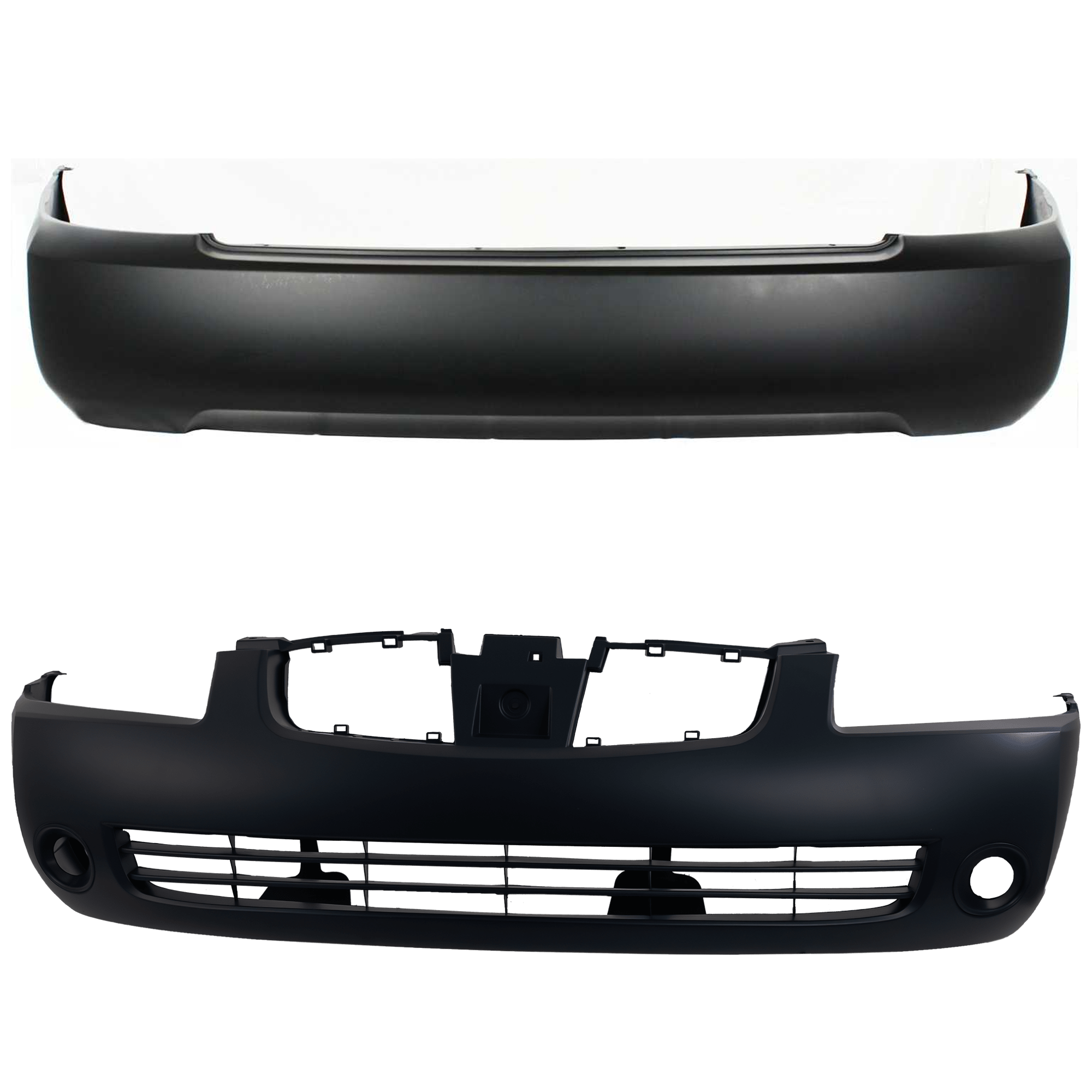 AM SENTRA 04-06 FRONT AND REAR BUMPER COVER Primed w o Parking Aid Sensor Holes w o License Plate Provision w Emblem Provision w o Tow Hook Hole CAPA SKU SET N010310PQ Partslink NI1000216C NI1100234C OEM F20226Z525 H50226Z525