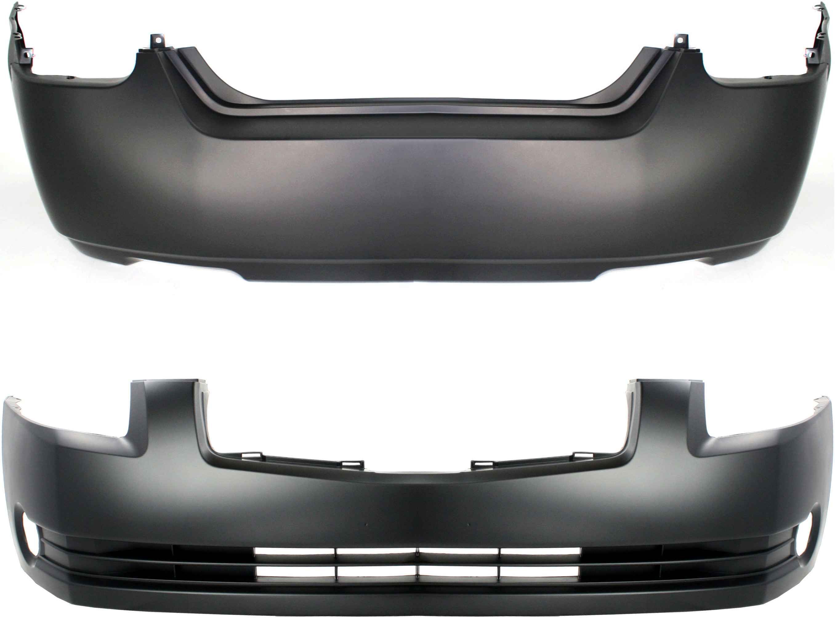 AM MAXIMA 04-06 FRONT AND REAR BUMPER COVER Primed SKU SET N010311P 2 Partslink NI1000211 NI1100232 OEM 620227Y040-850227Y040