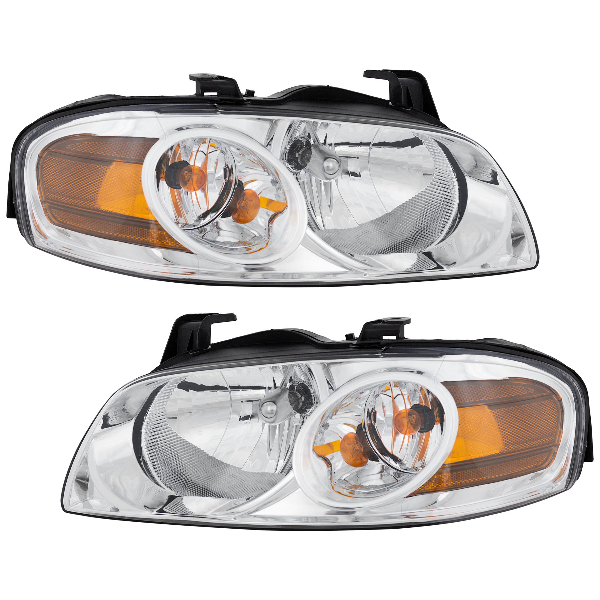 AM SENTRA 04-06 HEAD LAMP RH AND LH Assembly Halogen Chrome Interior Base S Models SKU SET N100119 Partslink NI2503151 NI2502151 OEM 260106Z525-260606Z525