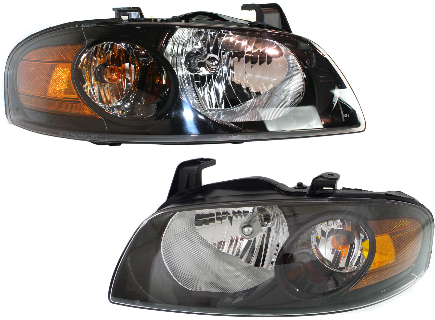 AM SENTRA 04-06 HEAD LAMP RH AND LH Assembly Halogen Black Interior SE R SE R Spec V Models SKU SET N100121 Partslink NI2502153 NI2503153 OEM 260606Z825-260106Z825