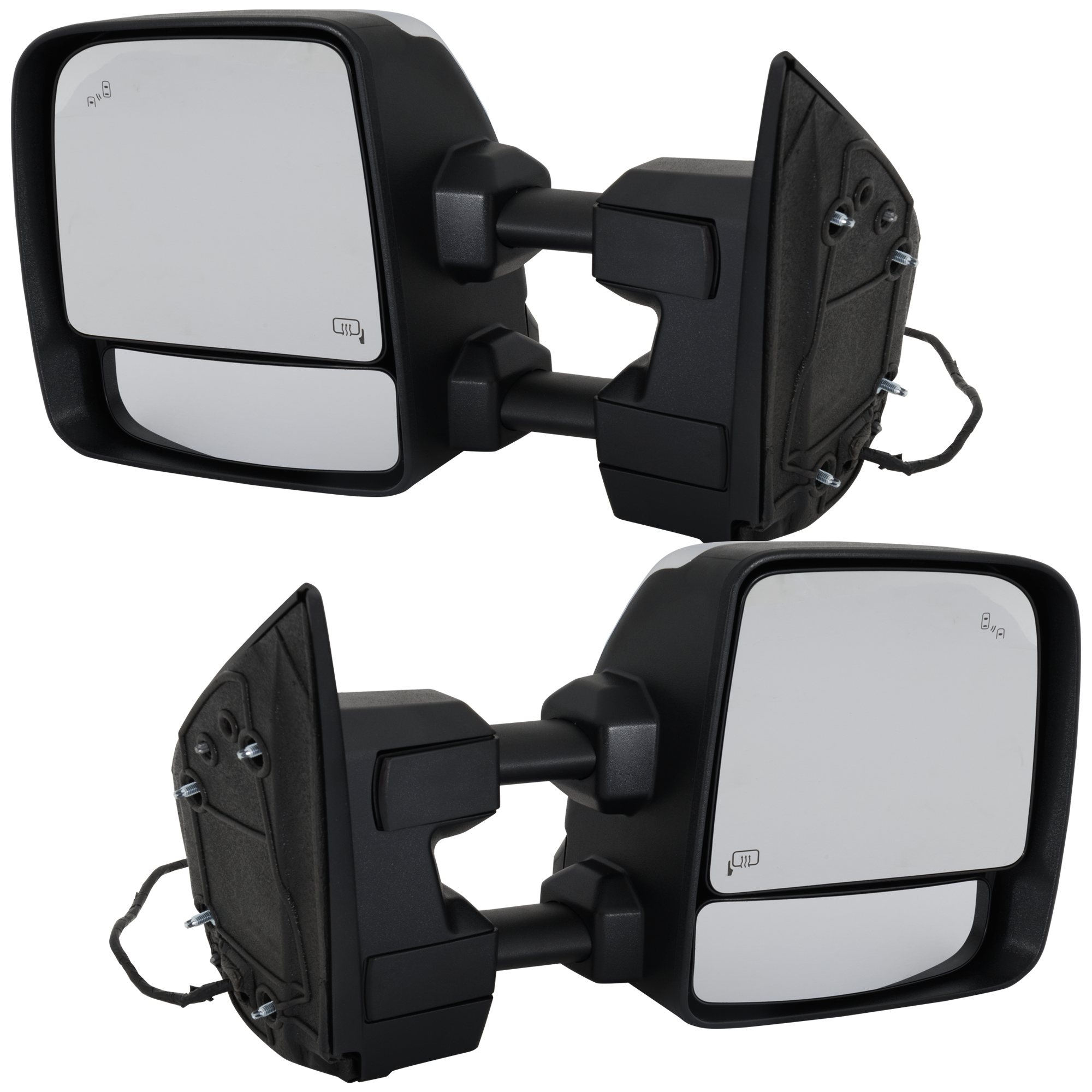 AM TITAN XD 16-19 MIRROR RH AND LH Power Heated Upper Glass Manual Non Heated Lower Glass Manual Folding Telescoping Chrome Towing w Signal Puddle Lights BSD No Auto dimming SKU SET NS193ER S Partslink NI1320309 NI1321309 OEM 96301EZ91E 96302EZ91E
