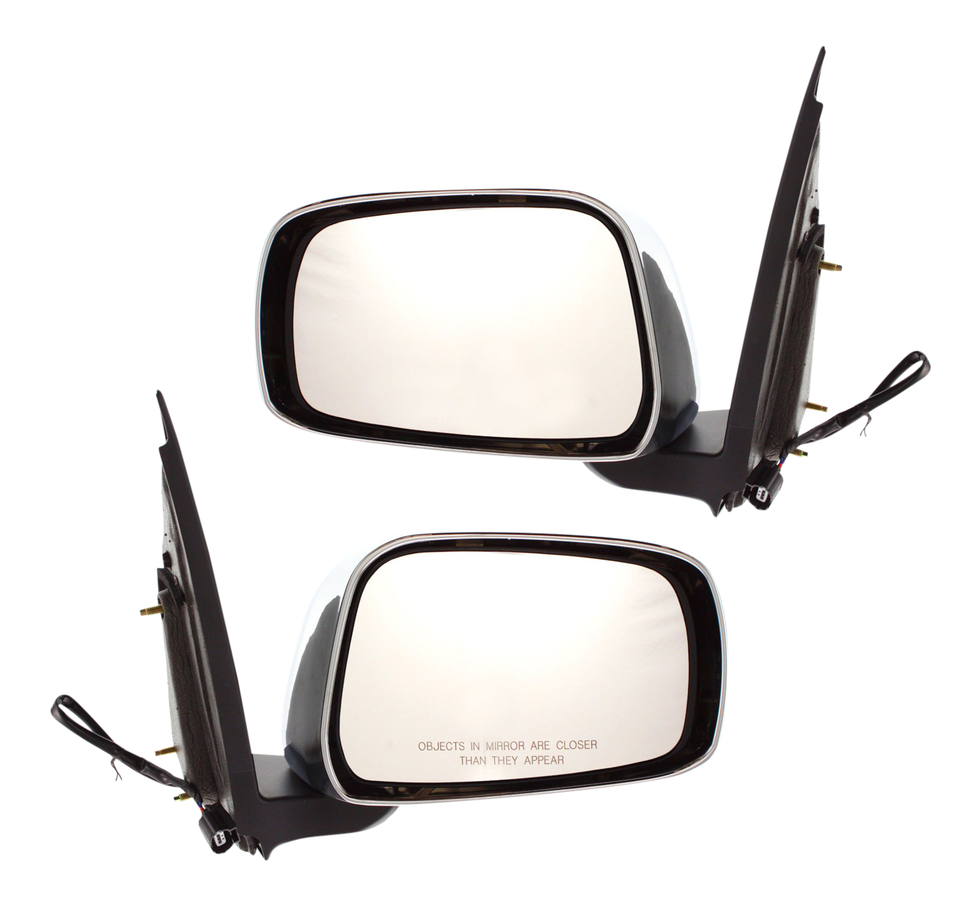 AM FRONTIER 05-10 MIRROR RH AND LH Power Manual Folding Non Heated Chrome Cap w Black Base Extended Cab LE Model SKU SET NS71ER Partslink NI1320170 NI1321170 OEM 96301EA015-963029BC8C