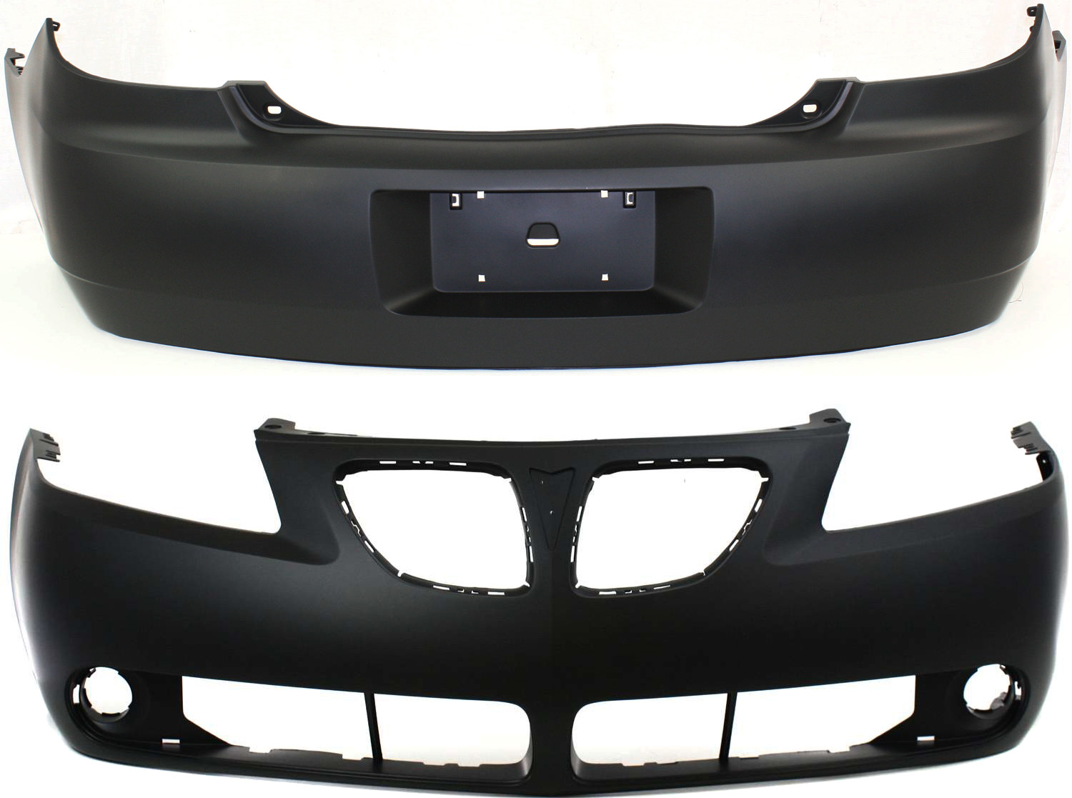 AM G6-05-09 FRONT AND REAR BUMPER COVER Set of 2 Primed Sedan SKU SET P010318P 2 Partslink GM1000731 GM1100700 OEM 19151158-19121114