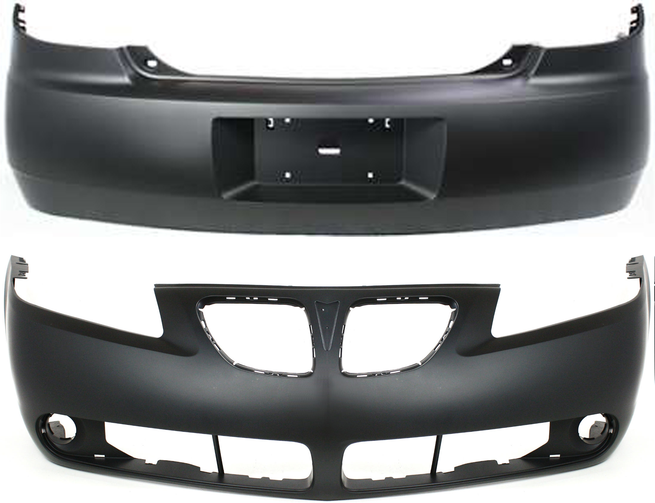 AM G6-05-09 FRONT AND REAR BUMPER COVER Set of 2 Primed Sedan CAPA SKU SET P010318PQ 2 Partslink GM1000731C GM1100700C OEM 19121114-19151158