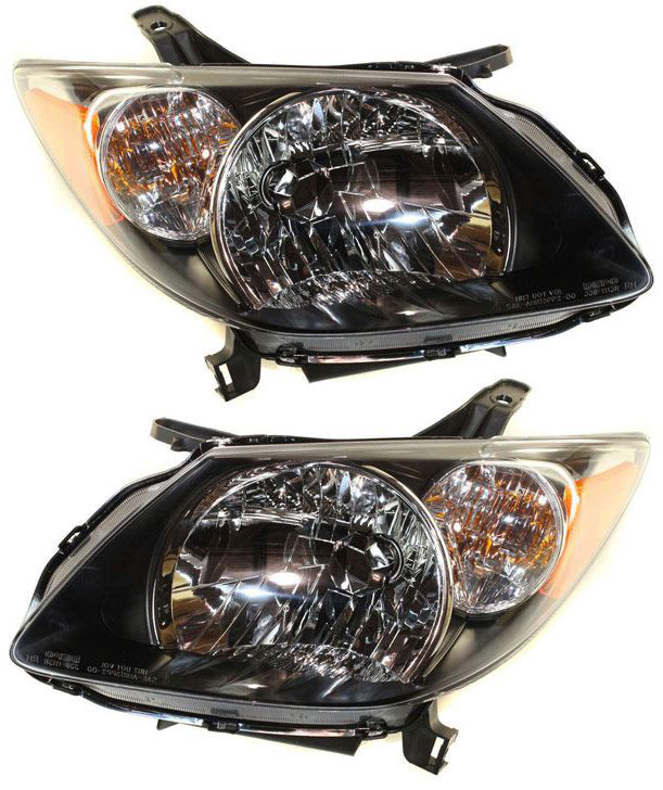 AM VIBE 03-04 HEAD LAMP RH AND LH Assembly Halogen Black Interior SKU SET P100105 Partslink GM2502238 GM2503238 OEM 88969943-88969942