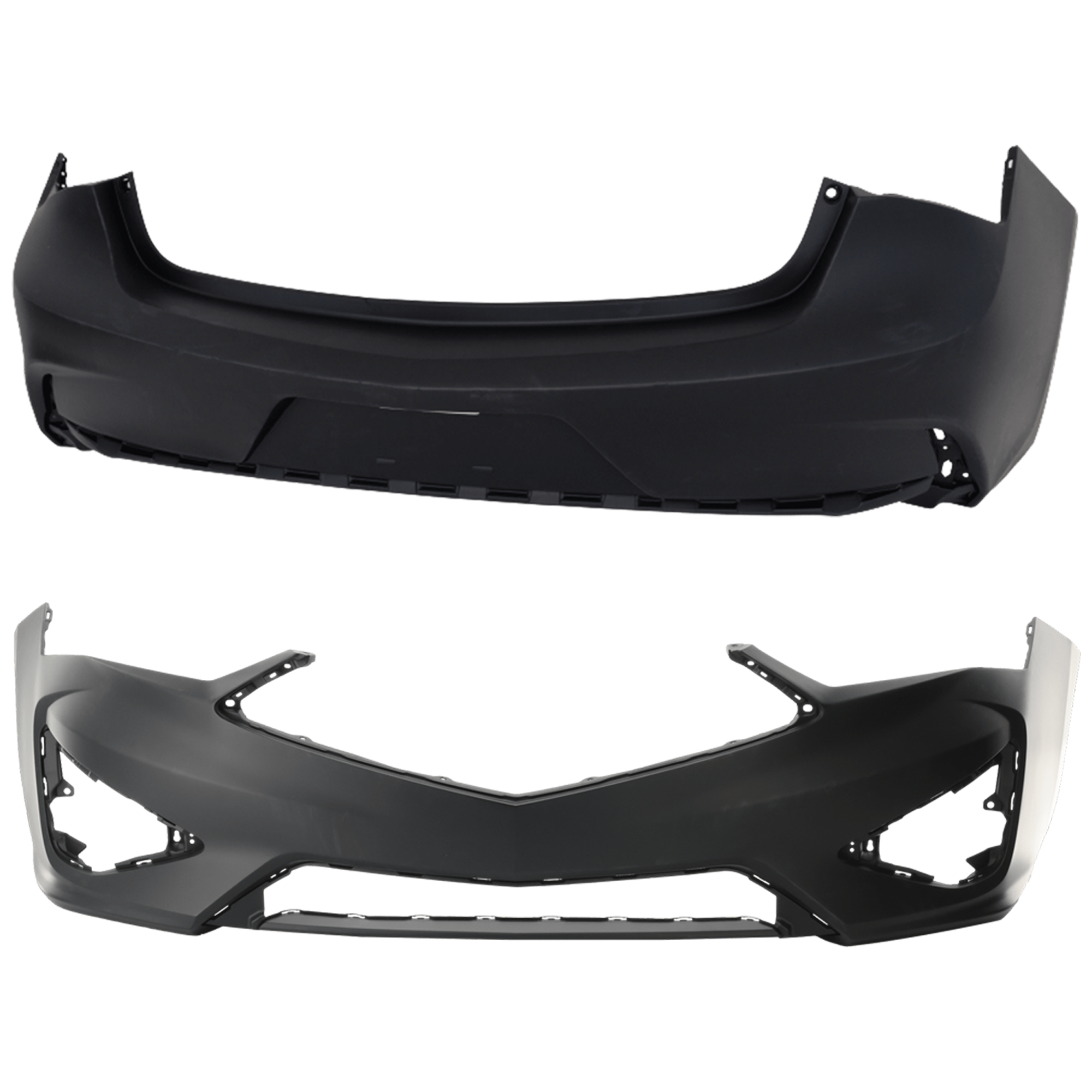 AM ILX 19-22 FRONT AND REAR BUMPER COVER Primed SKU SET RA01030035P Partslink AC1000206 AC1100187 OEM 04711T3RA90ZZ 04715T3RA90ZZ