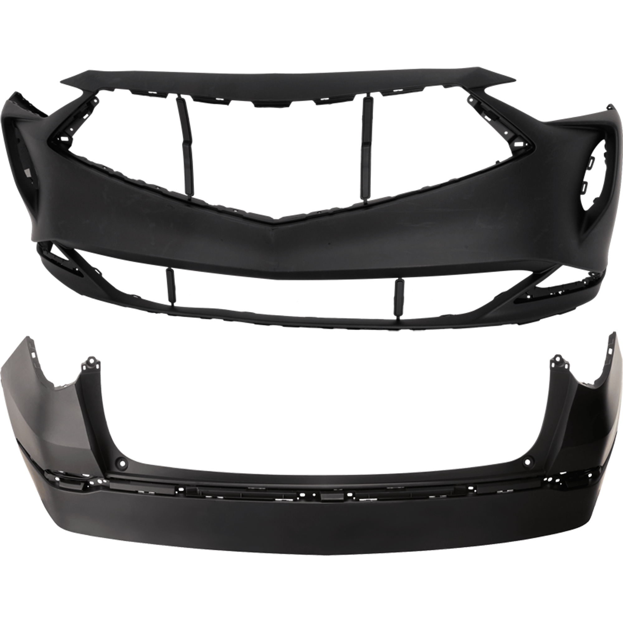 AM MDX 22-24 FRONT AND REAR BUMPER COVER Primed CAPA SKU SET RA01030048PQ Partslink AC1000207C AC1100188C OEM 04711TYAA00ZZ 04715TYAA00ZZ