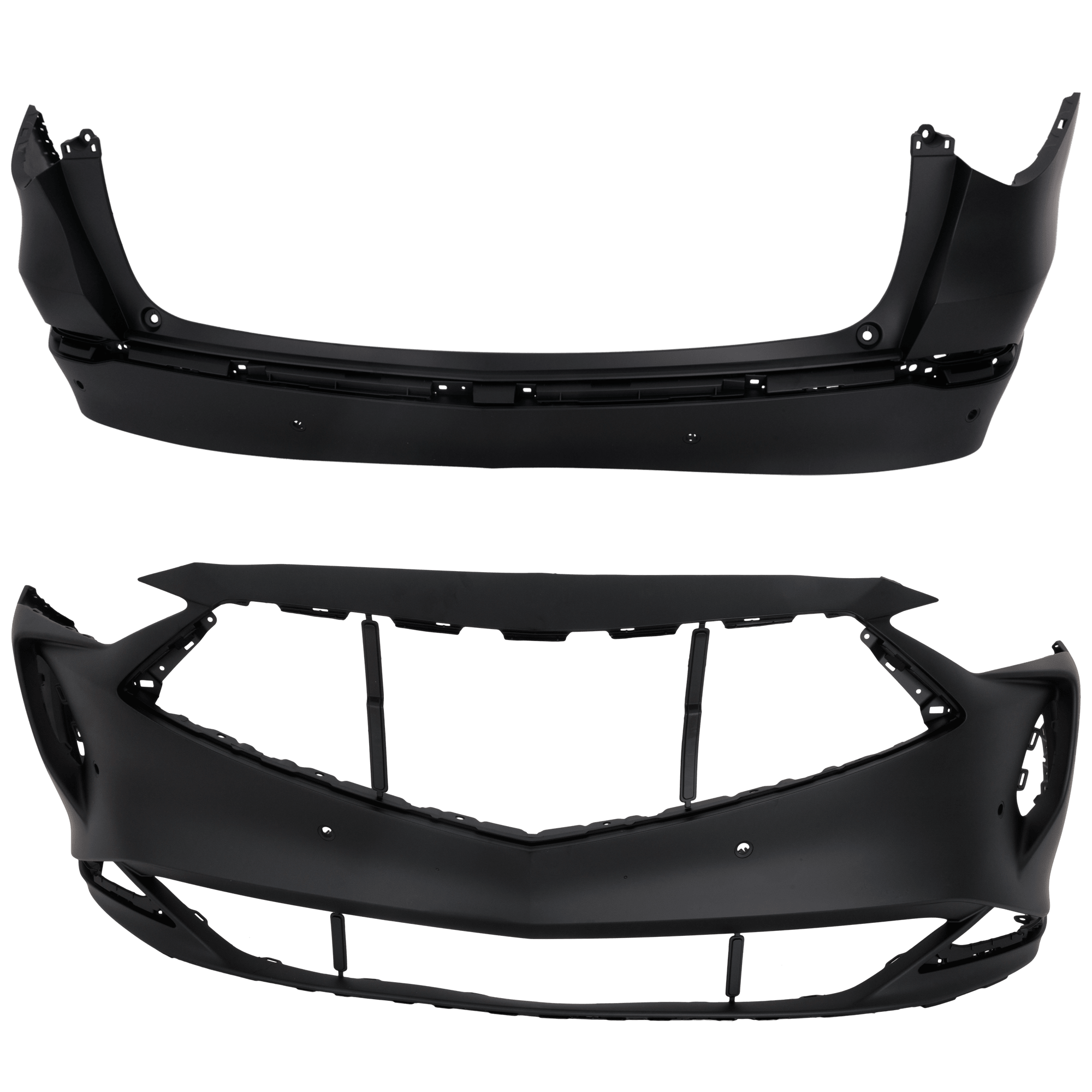 AM MDX 22-24 FRONT AND REAR BUMPER COVER Primed CAPA SKU SET RA01030049PQ Partslink AC1000208C AC1100189C OEM 04711TYAA10ZZ 04715TYAA10ZZ