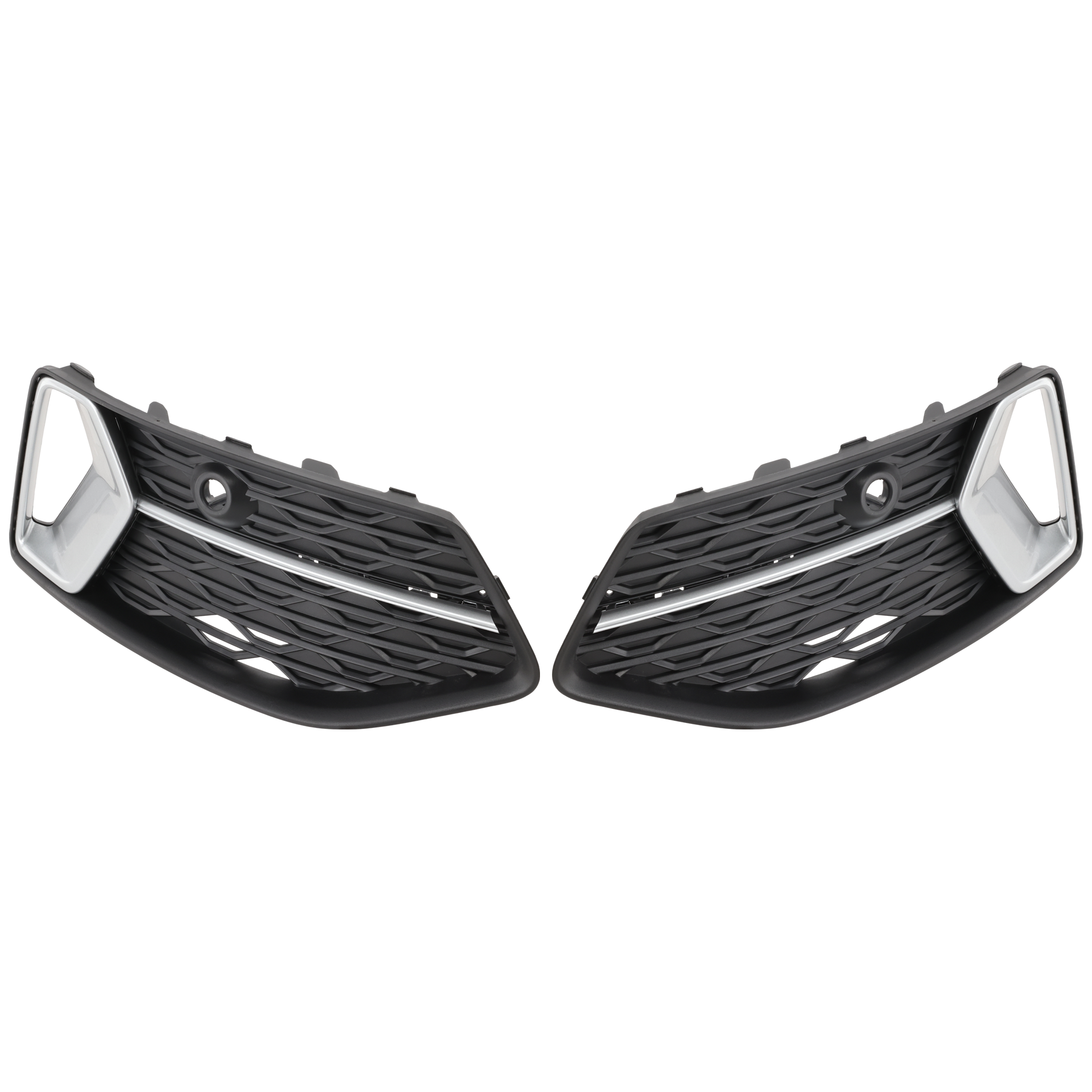 AM A6 QUATTRO 19-23 FRONT BUMPER GRILLE RH AND LH Outer Textured Black w Chrome Insert w o S Line Package Premium Premium Plus Prestige Model SKU SET RA01530029 Partslink AU1038152 AU1039152 OEM 4K0807647D3HB 4K0807648D3HB