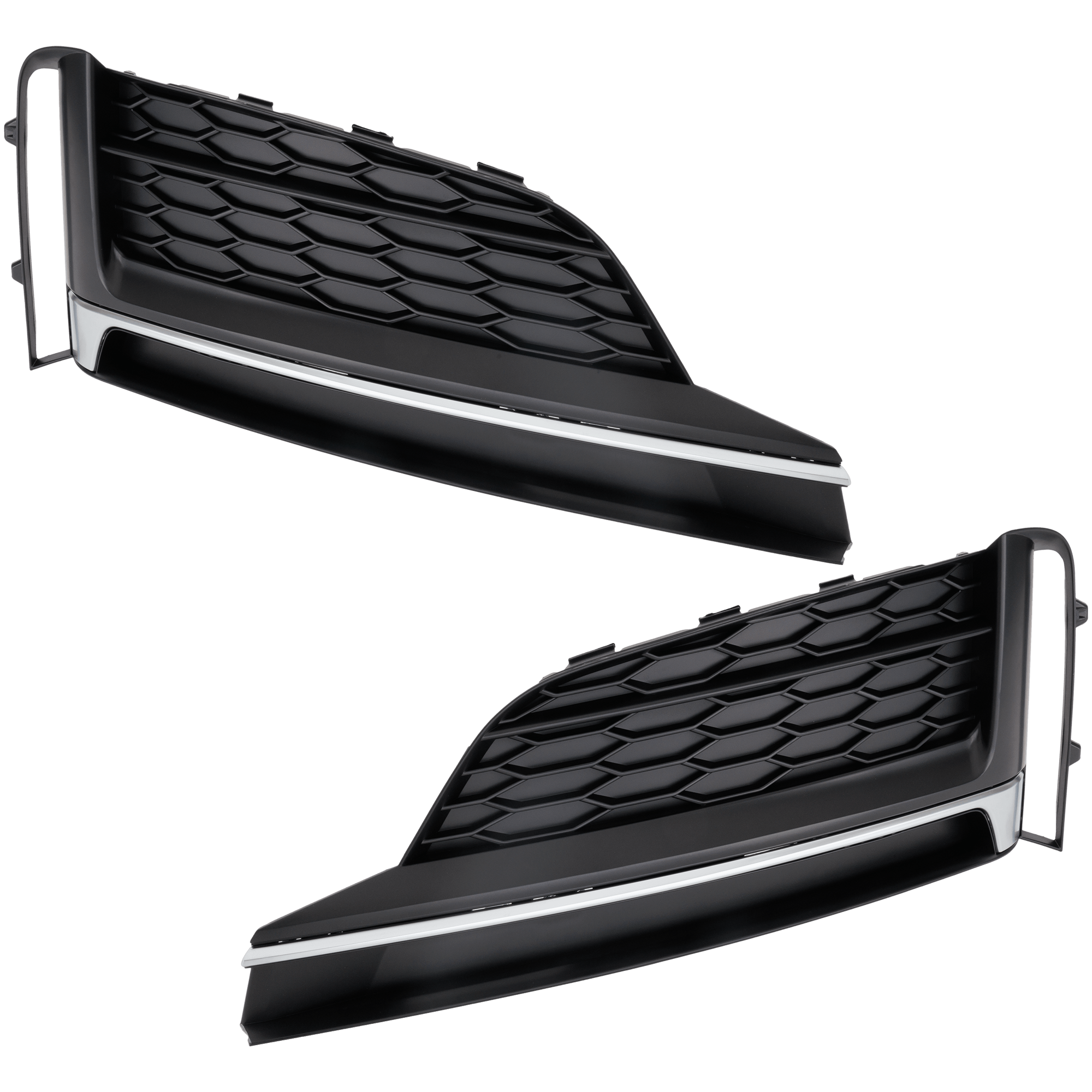AM A5 QUATTRO A5 SPORTBACK 18-19 FOG LAMP COVER RH AND LH Black w Chrome Molding and S Line Package w o Adaptive Cruise Control SKU SET RA10770017 Partslink AU1038142 AU1039142 OEM 8W6807681FRU6-8W6807682FRU6