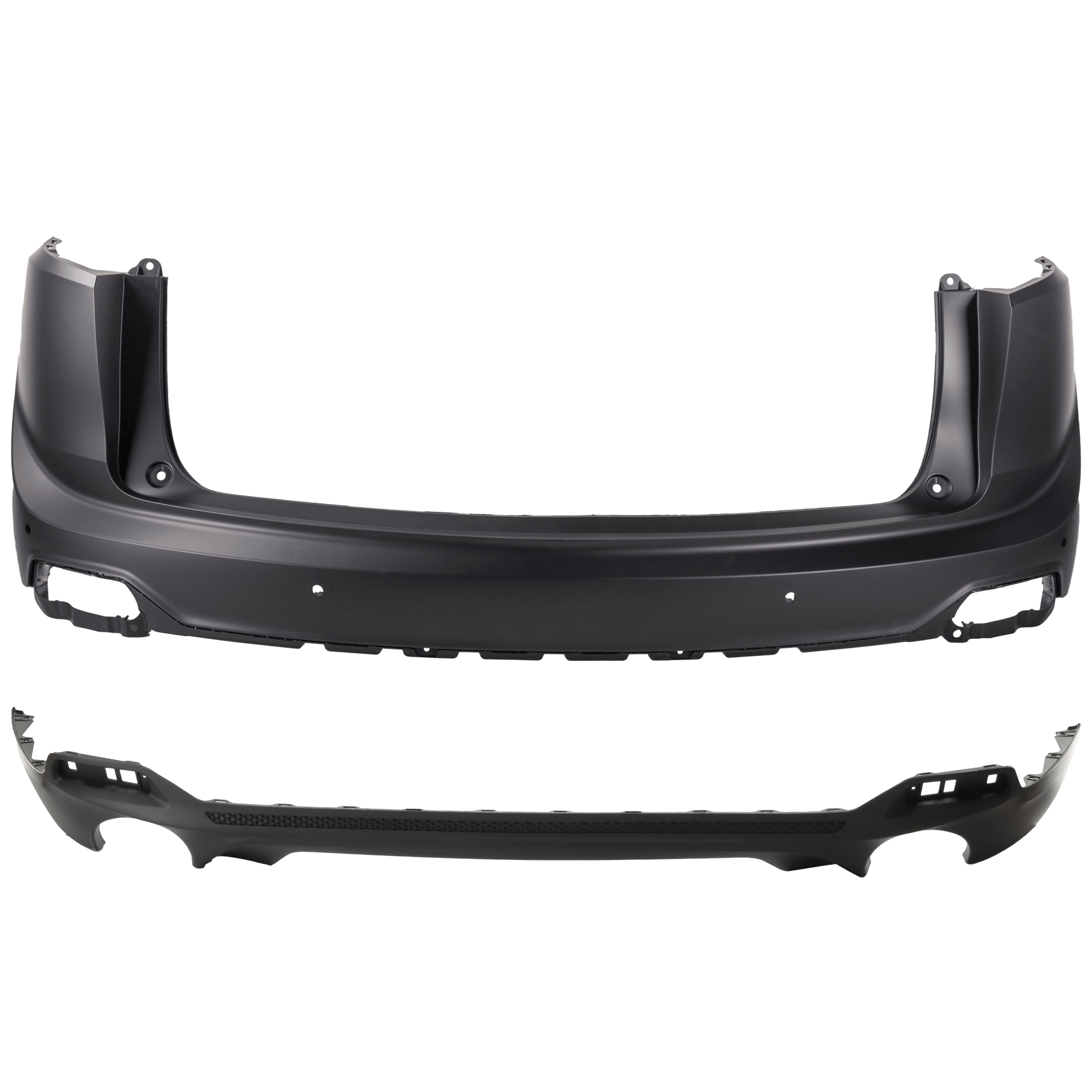 AM RDX 19-21 REAR BUMPER COVER Upper and Lower Upper Primed Lower Textured CAPA SKU SET RA76010035PQ Partslink AC1114104C AC1115106C OEM 04715TJBA80ZZ 04716TJBA80