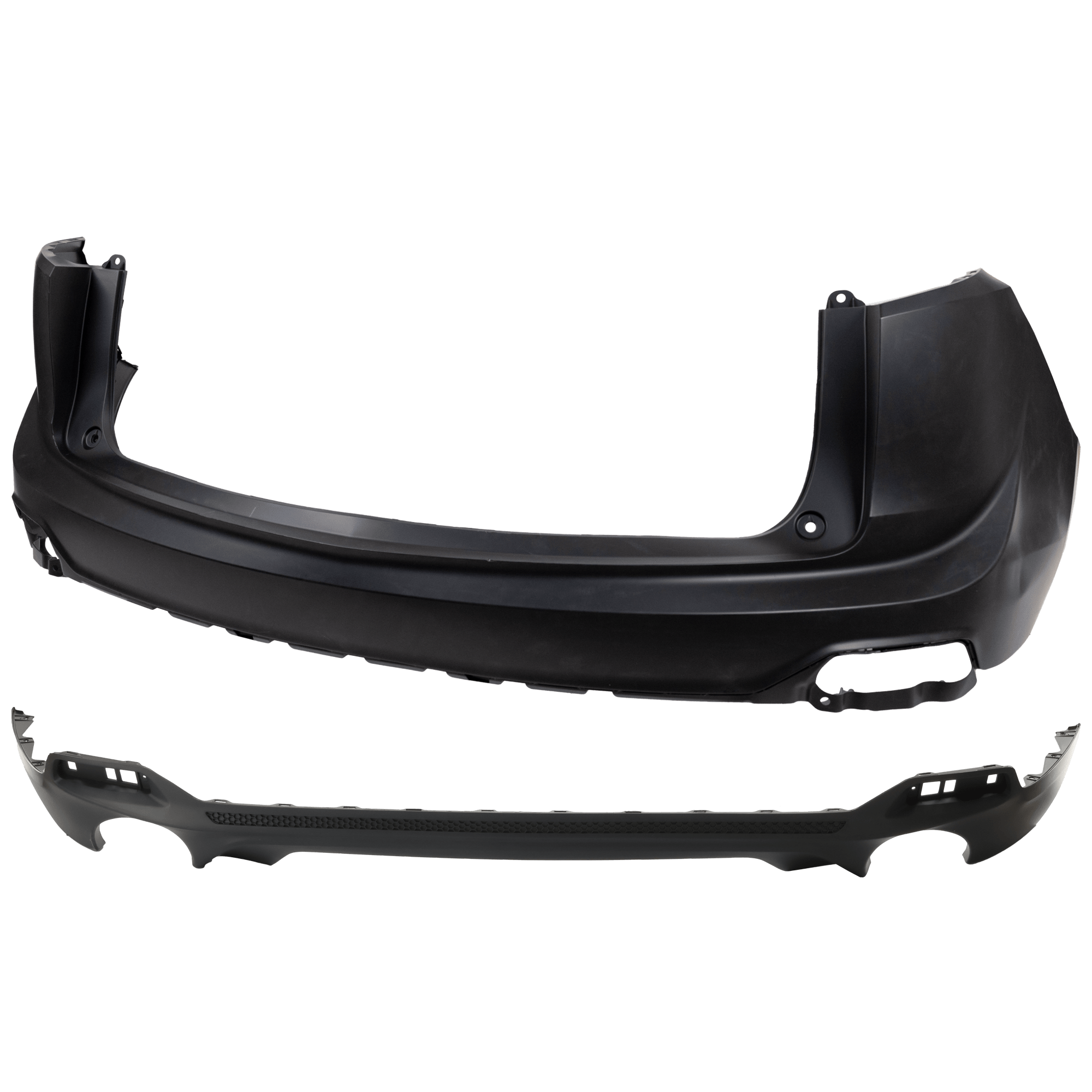 AM RDX 19-21 REAR BUMPER COVER Upper and Lower Upper Primed Lower Textured CAPA SKU SET RA76010036PQ Partslink AC1114103C AC1115106C OEM 04715TJBA90ZZ 04716TJBA80