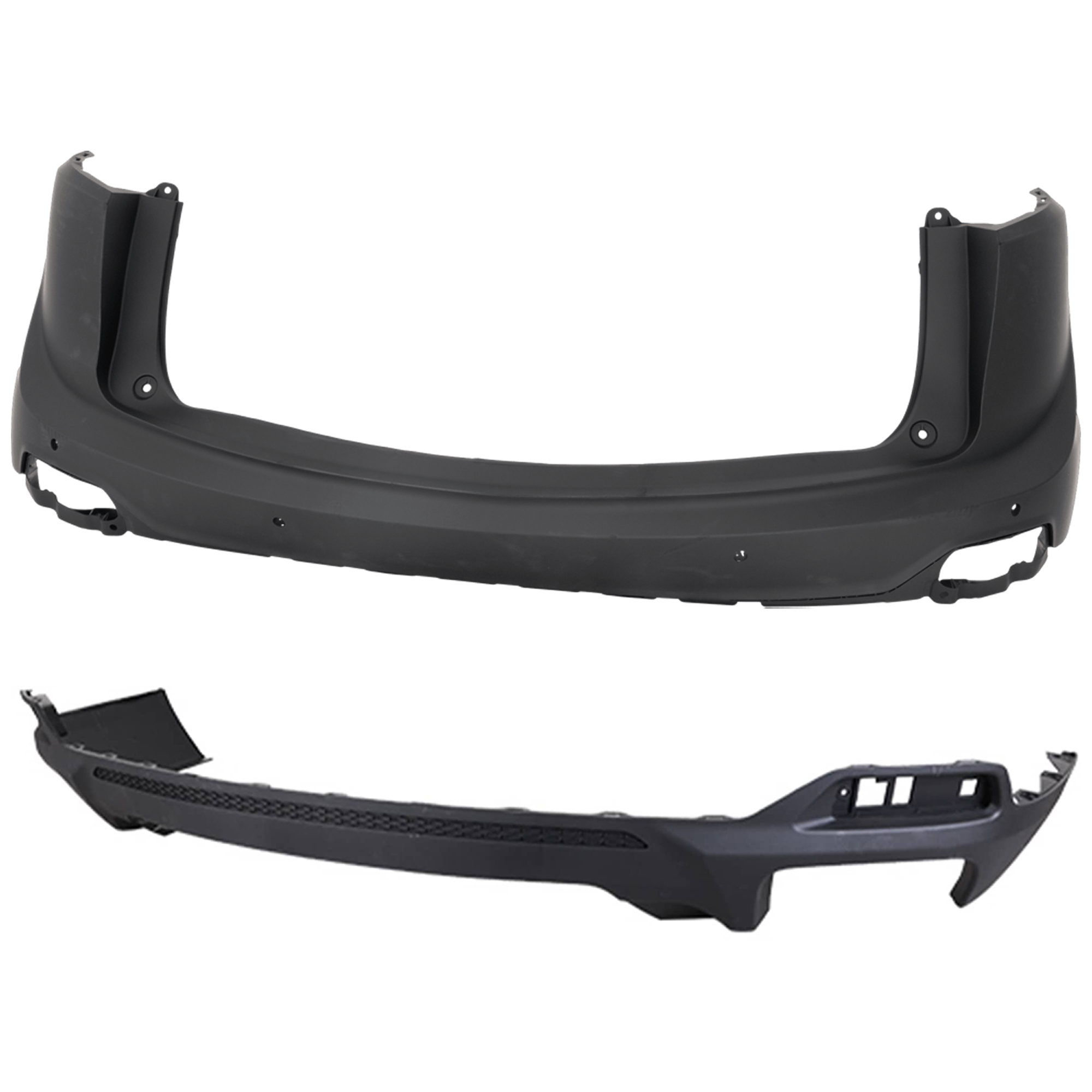 AM RDX 22-23 REAR BUMPER COVER Upper and Lower Upper Primed Lower Textured SKU SET RA76010054 Partslink AC1114105 AC1115107 OEM 04715TJBA30ZZ 71510TJBA20