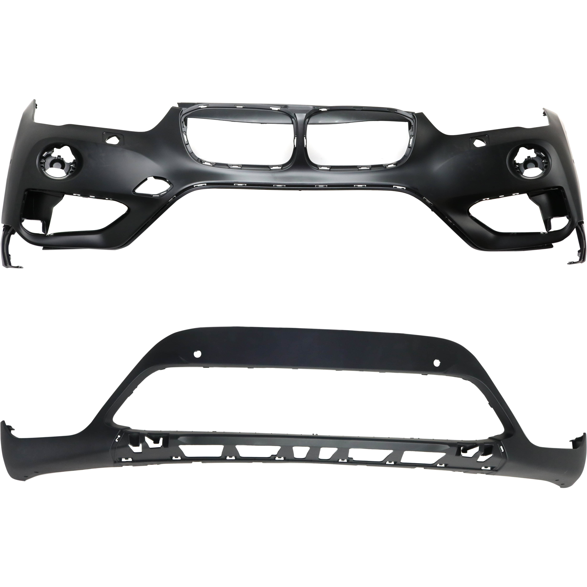 AM X1-16-19 FRONT BUMPER COVER Upper and Lower Upper Primed Lower Textured w o M Pkg mounting bracket s w PDC Sensor Holes HLW SKU SET RB01030057P