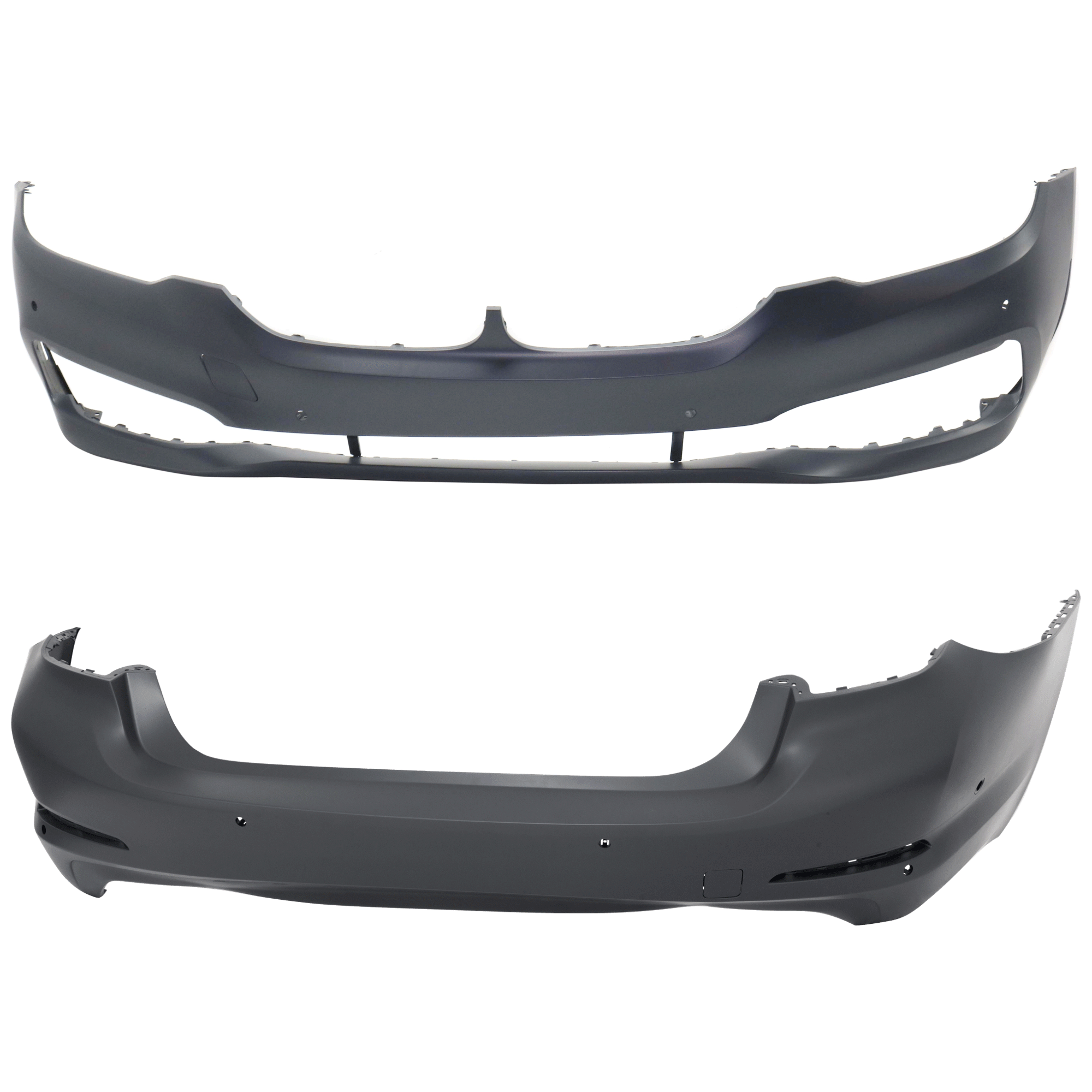 AM 540I 540I XDRIVE 17-20 FRONT AND REAR BUMPER COVER Primed w o M Pkg and mounting bracket s w Luxury Pkg and PDC Sensor Holes SKU SET RB01030060P A