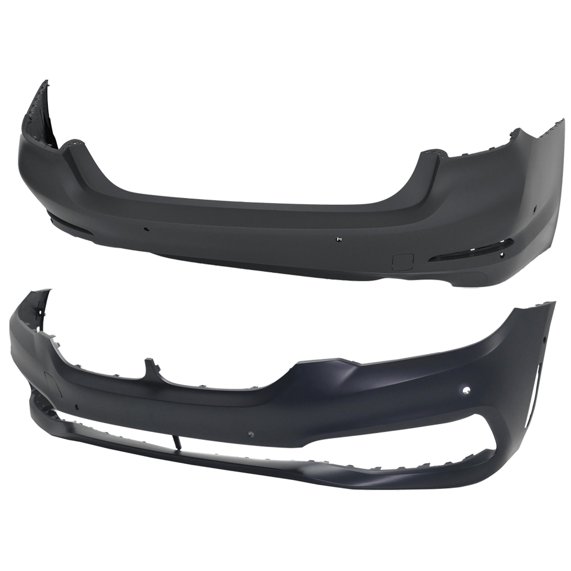 AM 5 SERIES 17-20 FRONT AND REAR BUMPER COVER Primed w o M Pkg and mounting bracket s w Luxury Pkg and PDC Sensor Holes SKU SET RB01030061P C