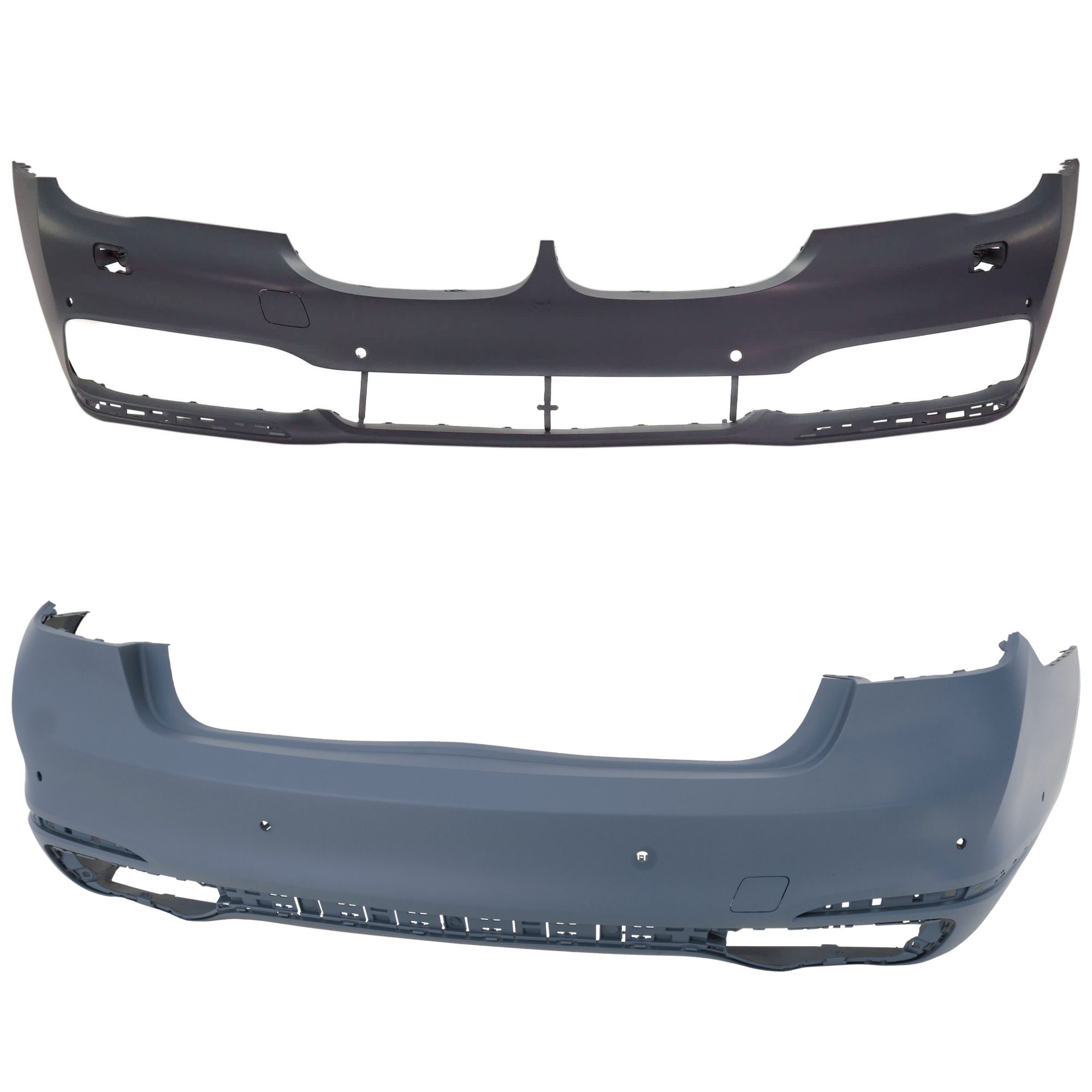 AM 7 SERIES 16-19 FRONT AND REAR BUMPER COVER Primed w o M Pkg w Park Assist Sensor Holes SKU SET RB01030062P B