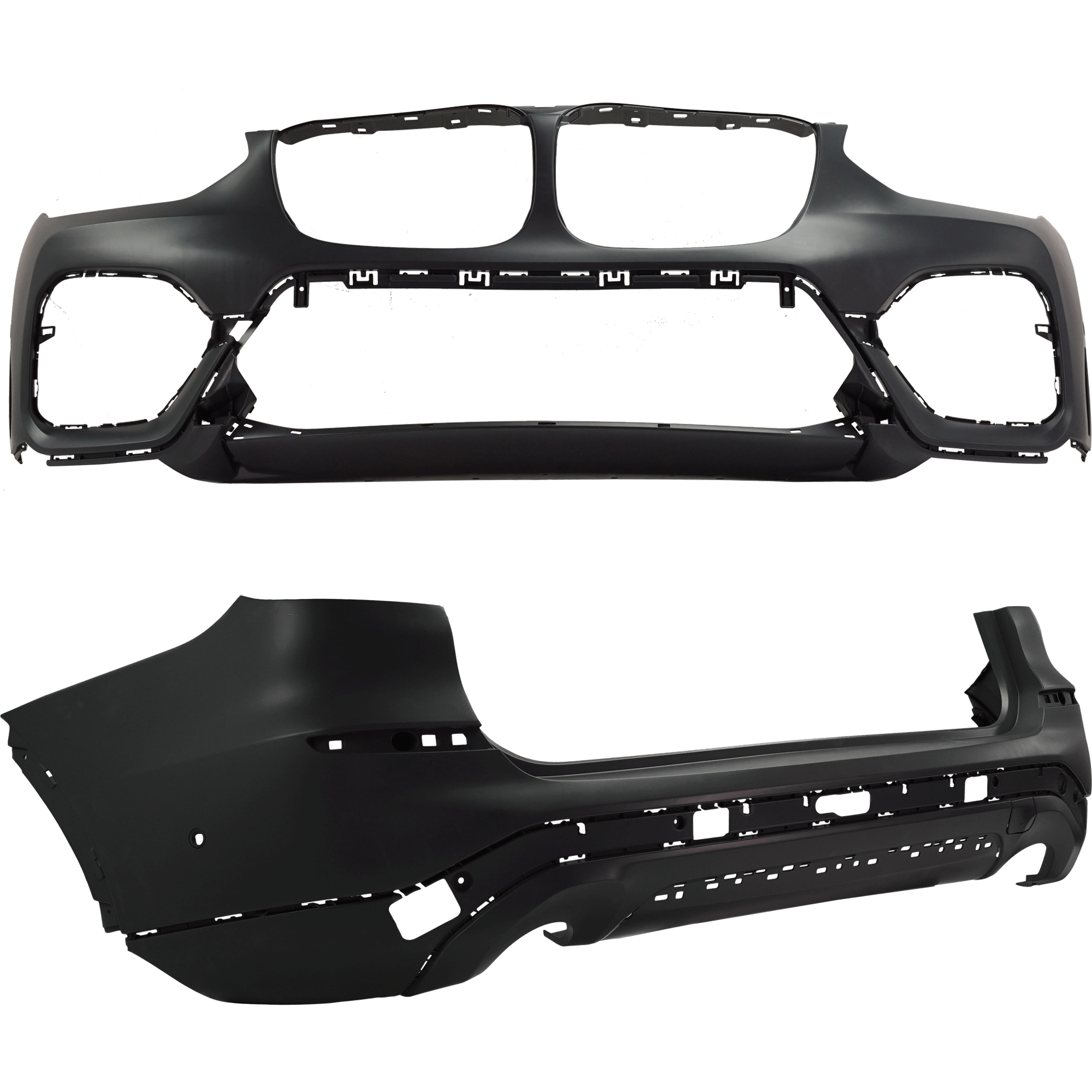 AM X3-18-21 FRONT AND REAR BUMPER COVER Primed With parking aid sensor holes SKU SET RB01030085P A Partslink BM1000495 BM1100421 OEM 51117488292-51127488224