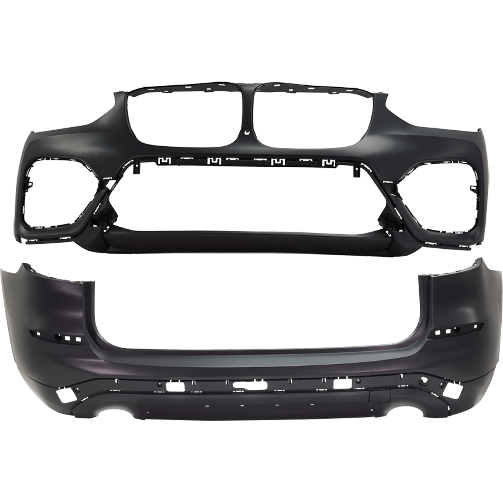 AM X3-18-21 FRONT AND REAR BUMPER COVER Primed Front Bumper Cover With parking aid sensor holes Rear Bumper Cover Without parking aid sensor holes SKU SET RB01030089PQ D Partslink BM1000493C BM1100418C OEM 51117490211-51127488216