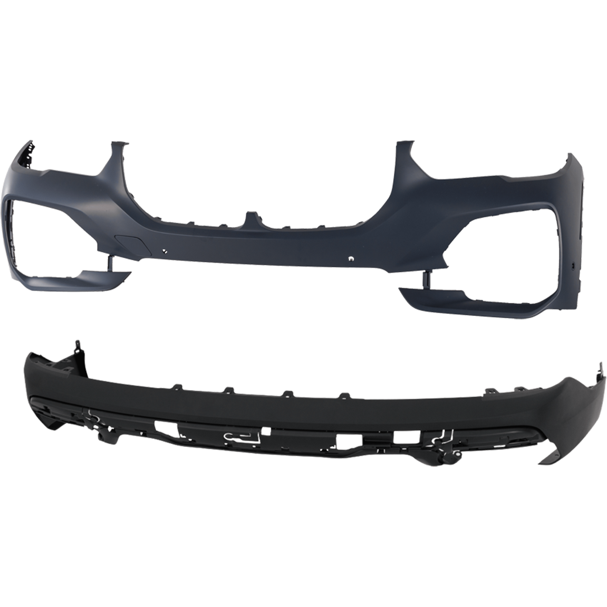 AM X5-19-23 FRONT AND REAR BUMPER COVER Front Primed Rear Textured w o mounting bracket s Front w Park Assist Sensor Holes Rear w o Park Assist Sensor Holes CAPA SKU SET RB01030095PQ B Partslink BM1000522C BM1100432C OEM 51119492878-51129482090