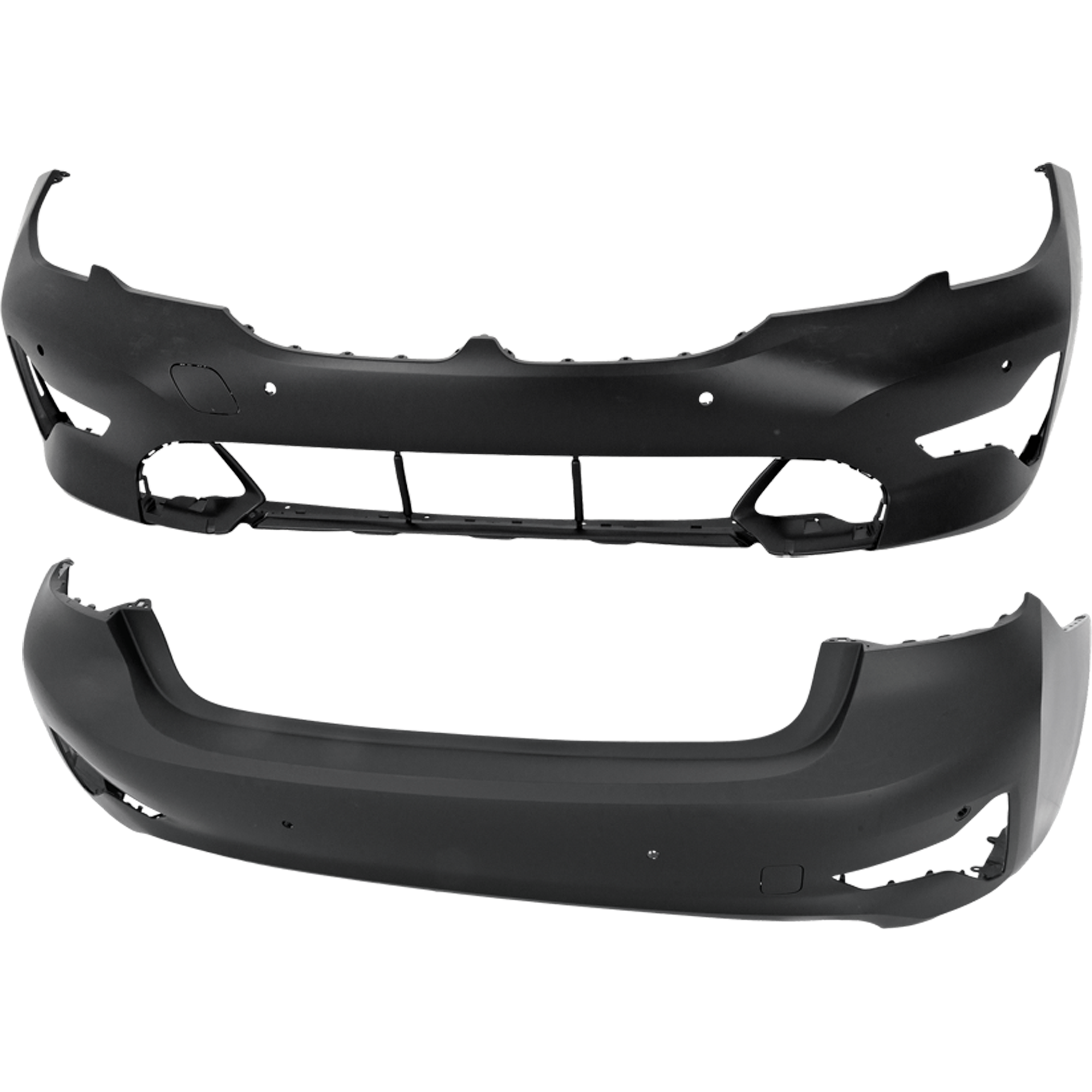 AM 330I 330I XDRIVE 19-22 FRONT AND REAR BUMPER COVER Primed Sedan w o M Sport Pkg w PDC Sensor Holes w o Park Assist Sensor Holes SKU SET RB01030098P B