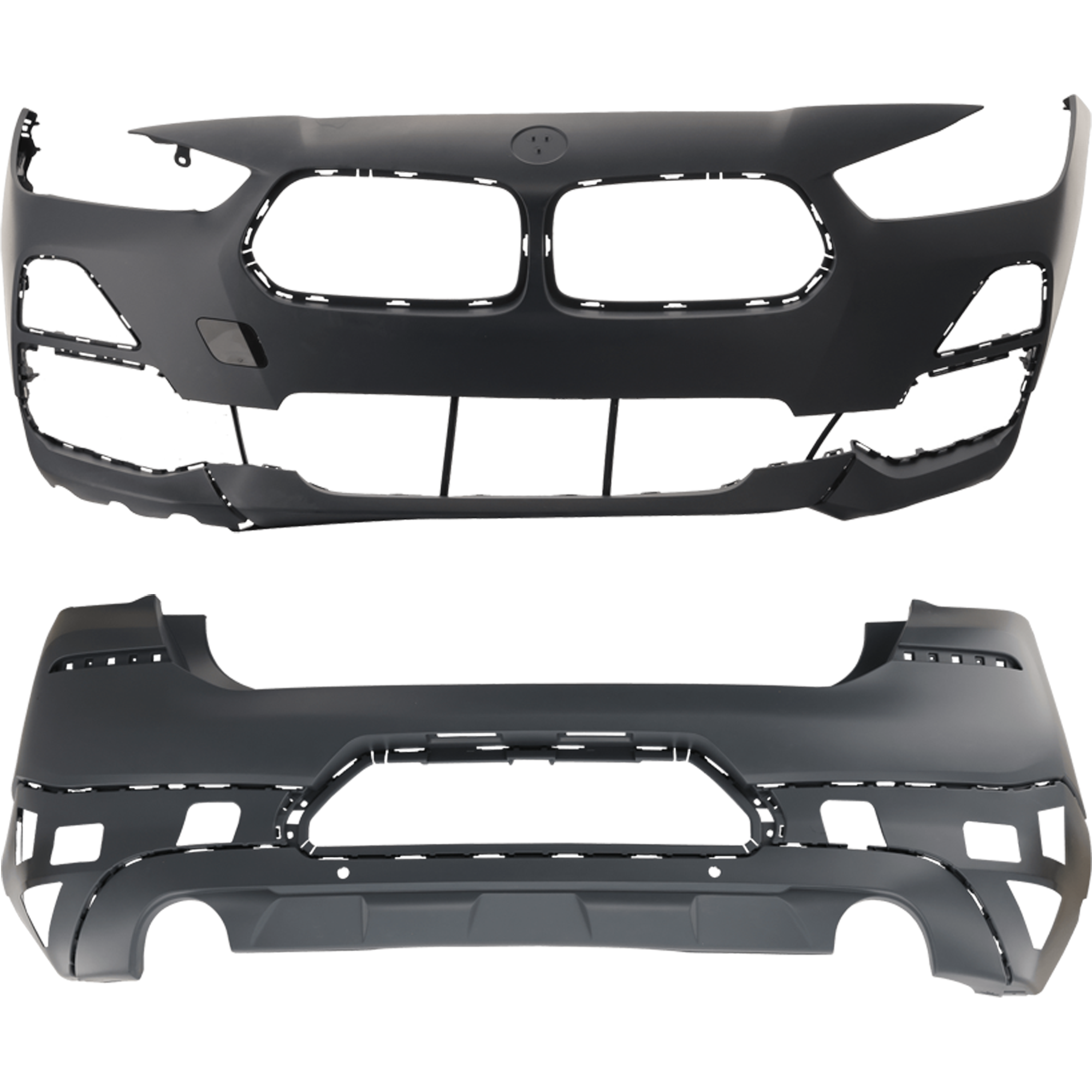 AM X2-18-20 FRONT AND REAR BUMPER COVER Primed w o M Sport X Pkg HLW and mounting bracket s Front w o PDC Sensor Holes Rear w PDC Sensor Holes SKU SET RB01030105P A