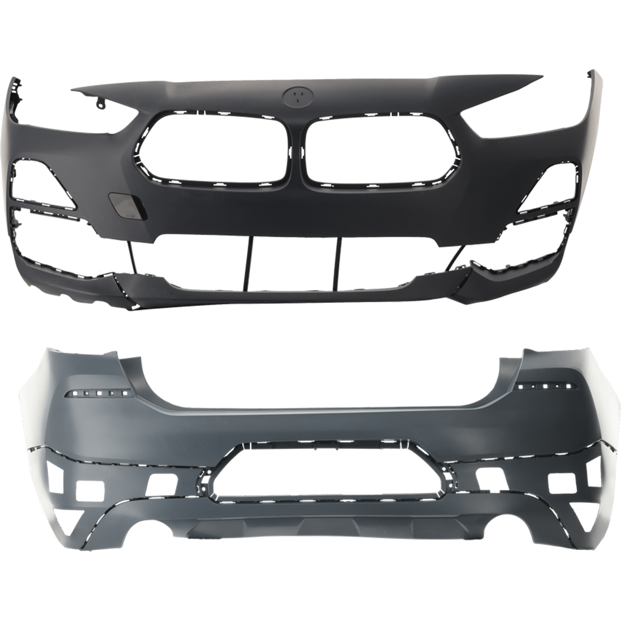 AM X2-18-20 FRONT AND REAR BUMPER COVER Primed w o M Sport X Pkg HLW PDC Sensor Holes Camera Hole and mounting bracket s SKU SET RB01030105P B