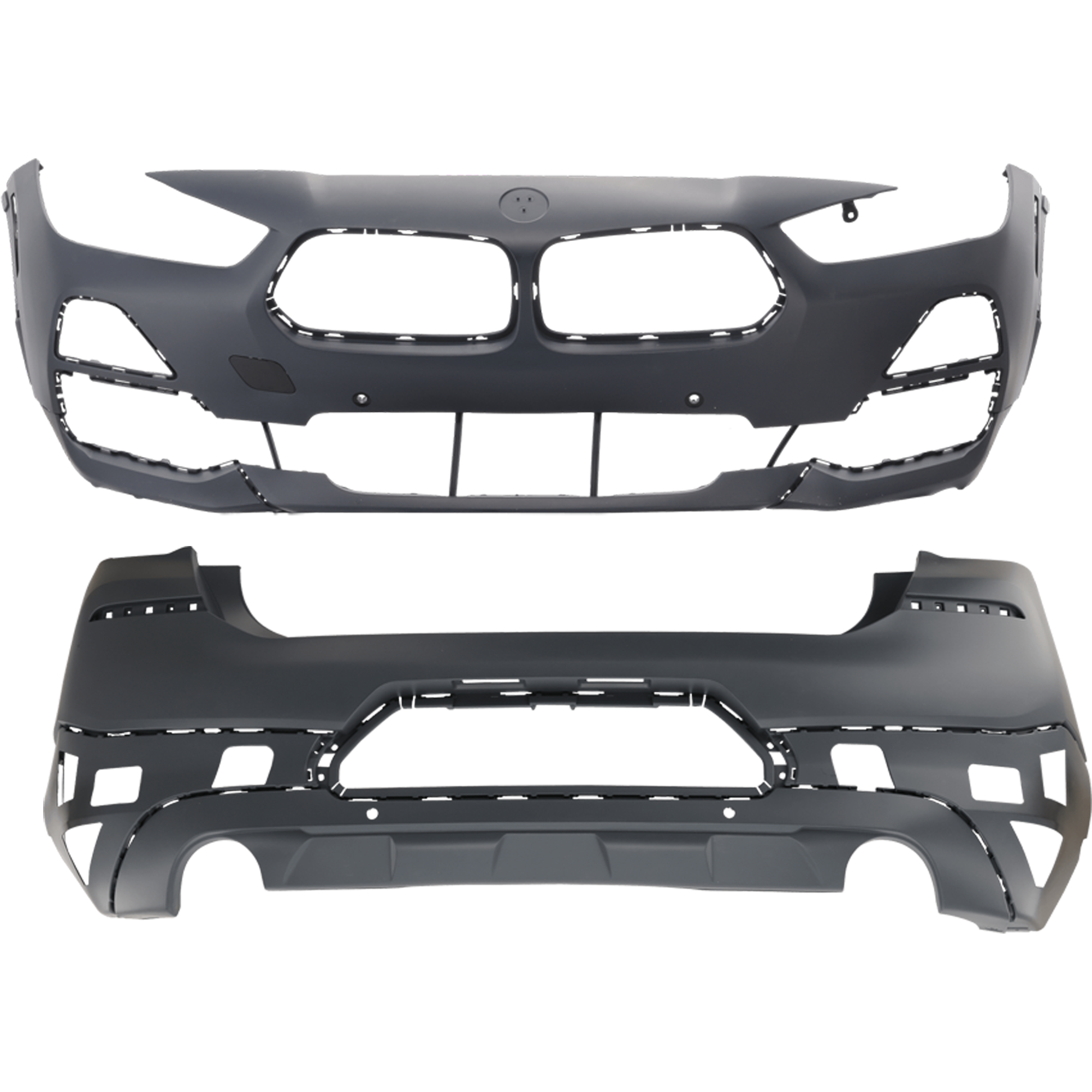 AM X2-18-20 FRONT AND REAR BUMPER COVER Primed w o M Sport X Pkg HLW and mounting bracket s w PDC Sensor Holes and Camera Holes SKU SET RB01030106P A