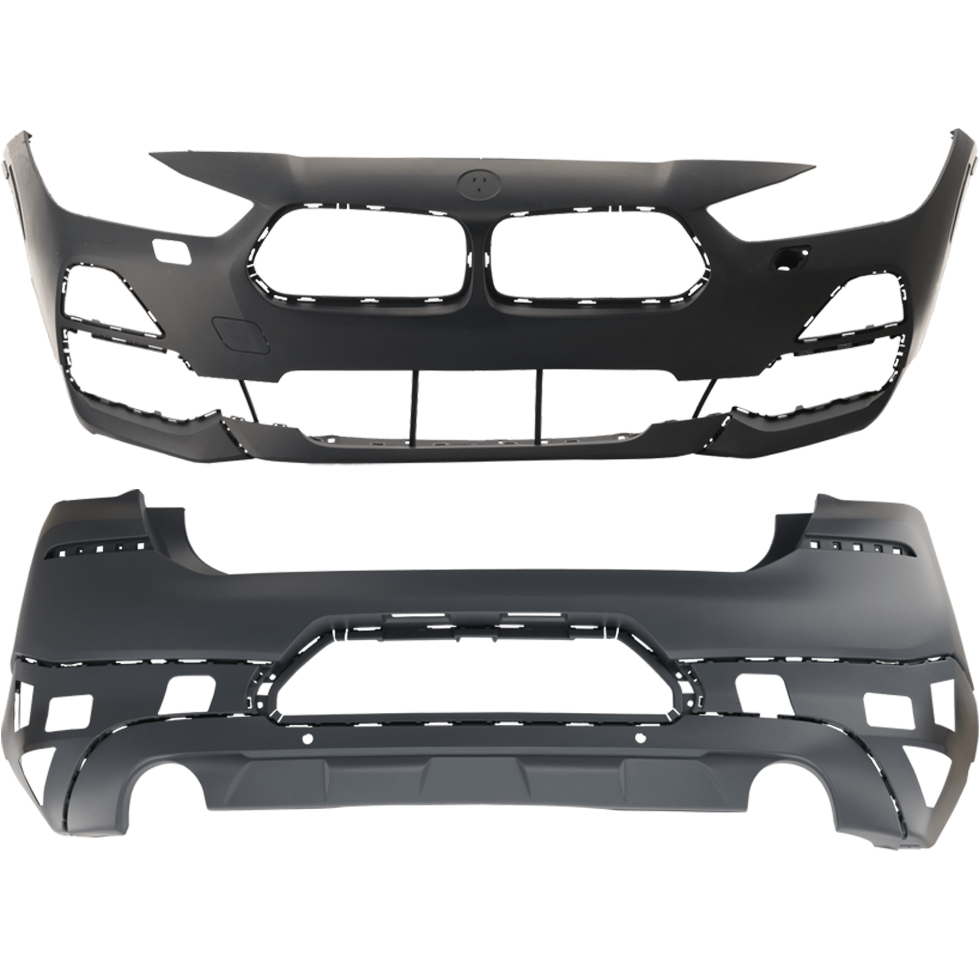 AM X2-18-20 FRONT AND REAR BUMPER COVER Primed w o M Sport X Pkg and mounting bracket s w HLW and Camera Holes Front w o PDC Sensor Holes Rear w PDC Sensor Holes SKU SET RB01030107P A