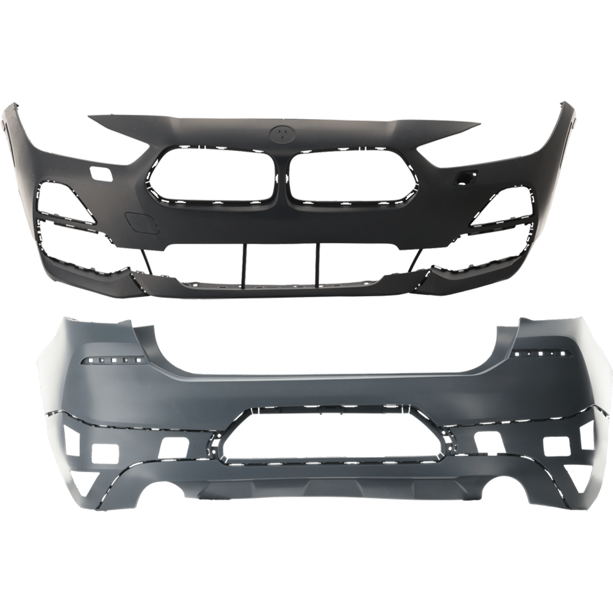 AM X2-18-20 FRONT AND REAR BUMPER COVER Primed w o M Sport X Pkg PDC Sensor Holes and Camera Holes and mounting bracket s w HLW SKU SET RB01030107P B