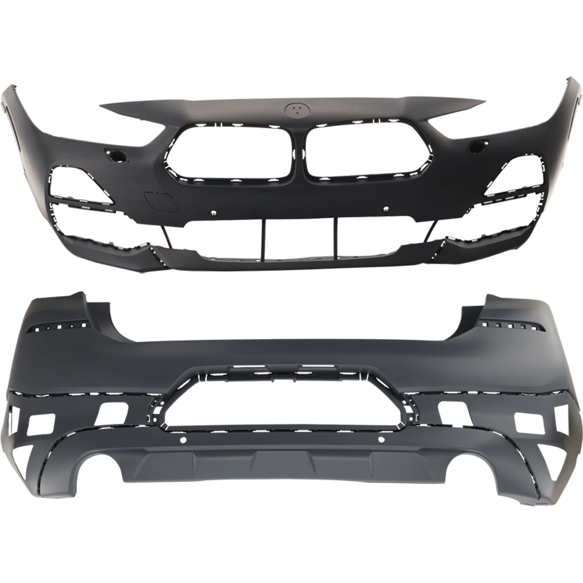 AM X2-18-20 FRONT AND REAR BUMPER COVER Primed w o M Sport X Pkg and mounting bracket s w Camera Holes HLW w PDC Sensor Holes SKU SET RB01030108P A