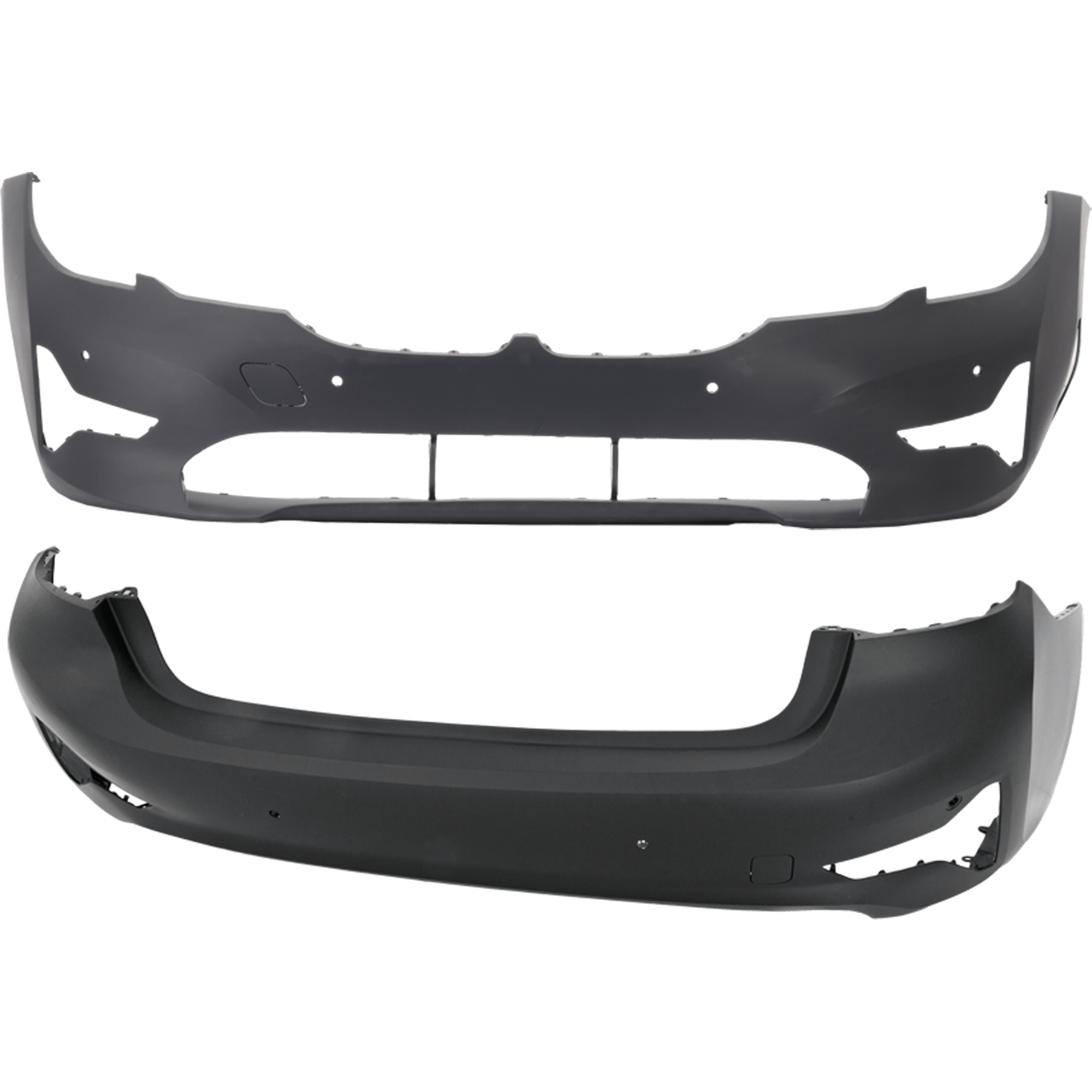 AM 330I 330I XDRIVE 19-22 FRONT AND REAR BUMPER COVER Primed Sedan w o M Sport Pkg w PDC Sensor Holes w o Park Assist Sensor Holes SKU SET RB01030110P B