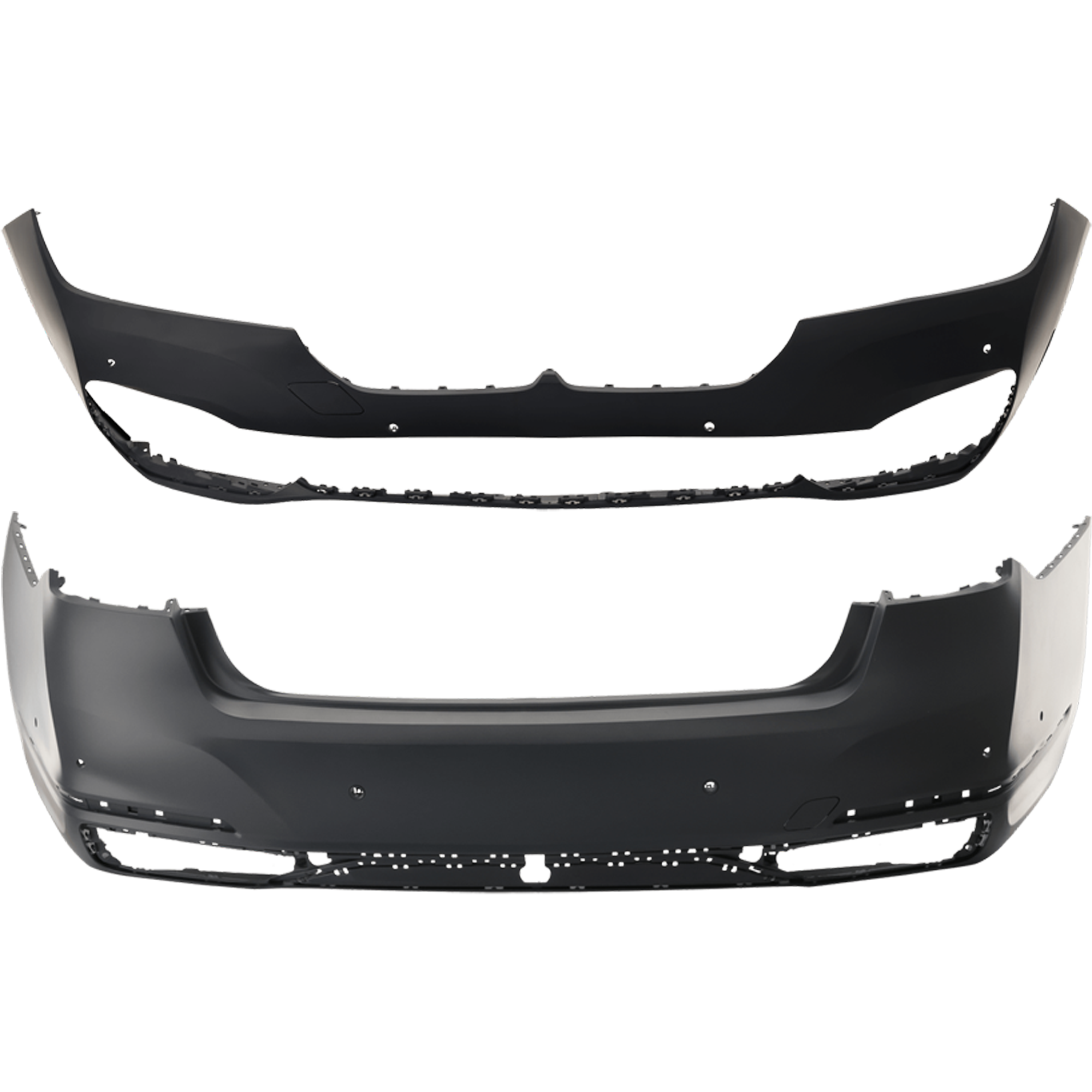 AM 7 SERIES 20-22 FRONT AND REAR BUMPER COVER Primed w o M Pkg and mounting bracket s w Park Assist Sensor Holes SKU SET RB01030113P