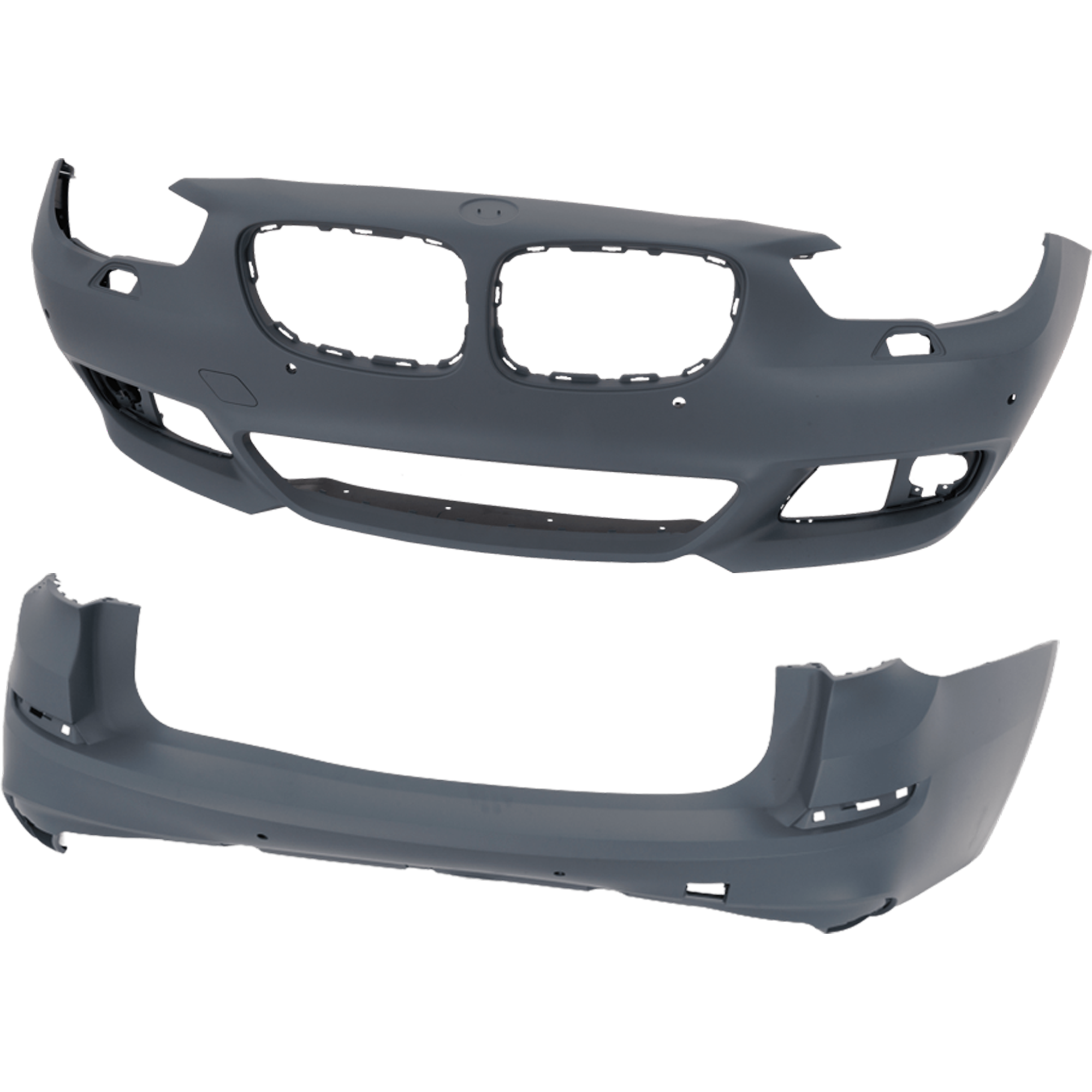 AM 5 SERIES GT 10-13 FRONT AND REAR BUMPER COVER Primed w M Pkg w Park Assist Sensor w HLW Holes and w o Side View Camera SKU SET RB01030126P
