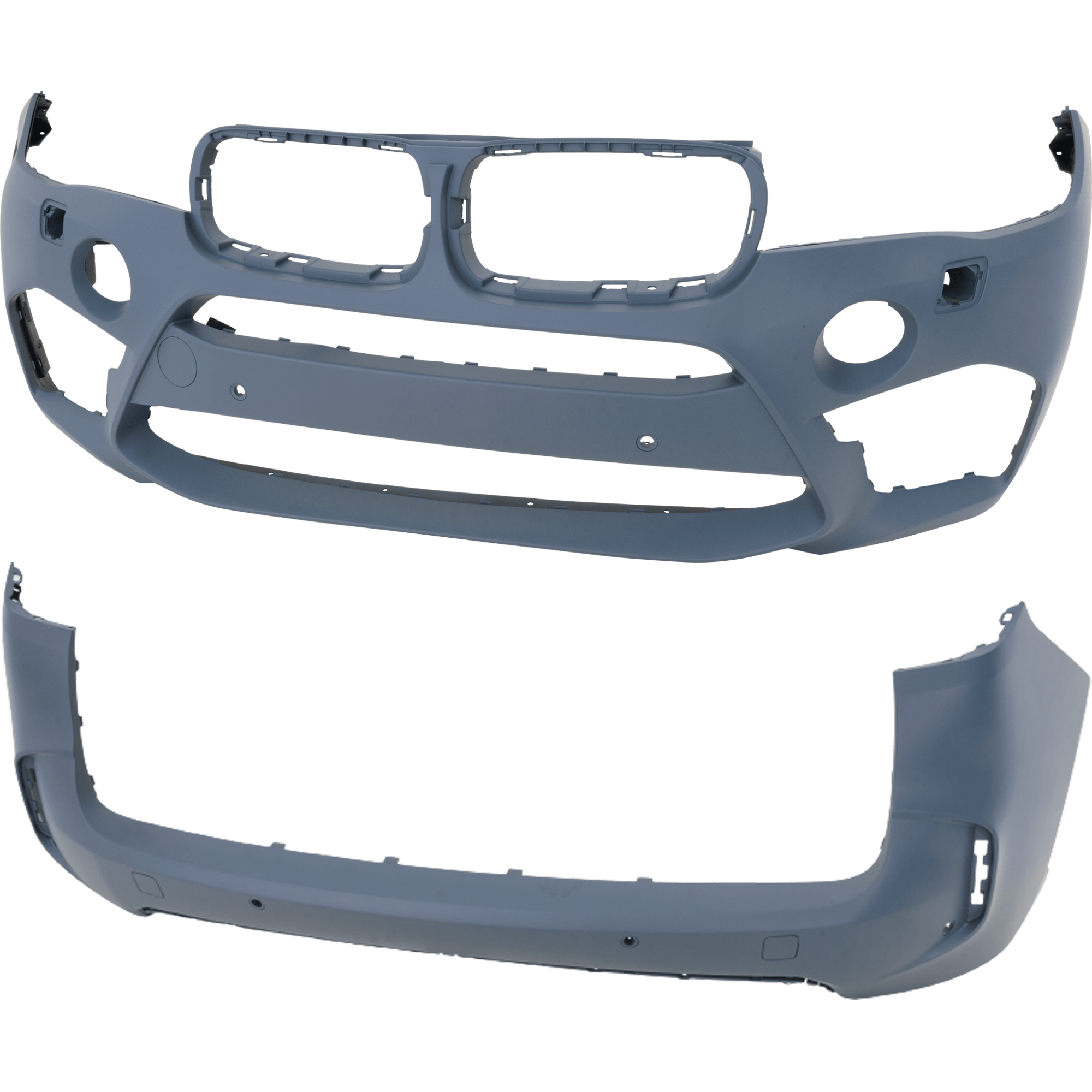 AM X5-15-18 FRONT AND REAR BUMPER COVER Primed w HLW Parking Assist Sensor Holes and PDC Sensor Holes w o mounting bracket s SKU SET RB01030133P