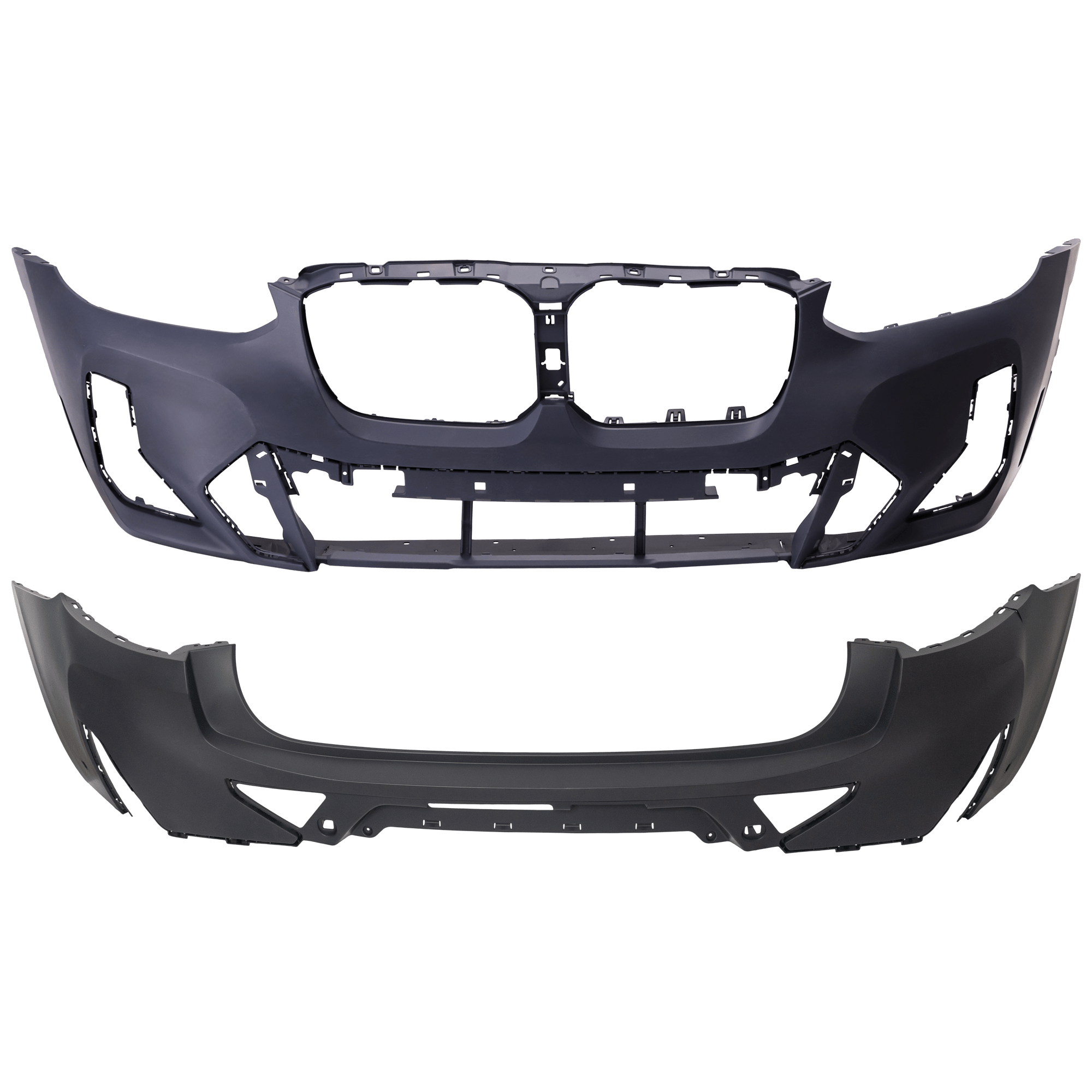 AM X4-22-24 FRONT AND REAR BUMPER COVER Primed SKU SET RB01030156P C Partslink BM1000558 BM1100471 OEM 51115A45E19-51125A40FE1