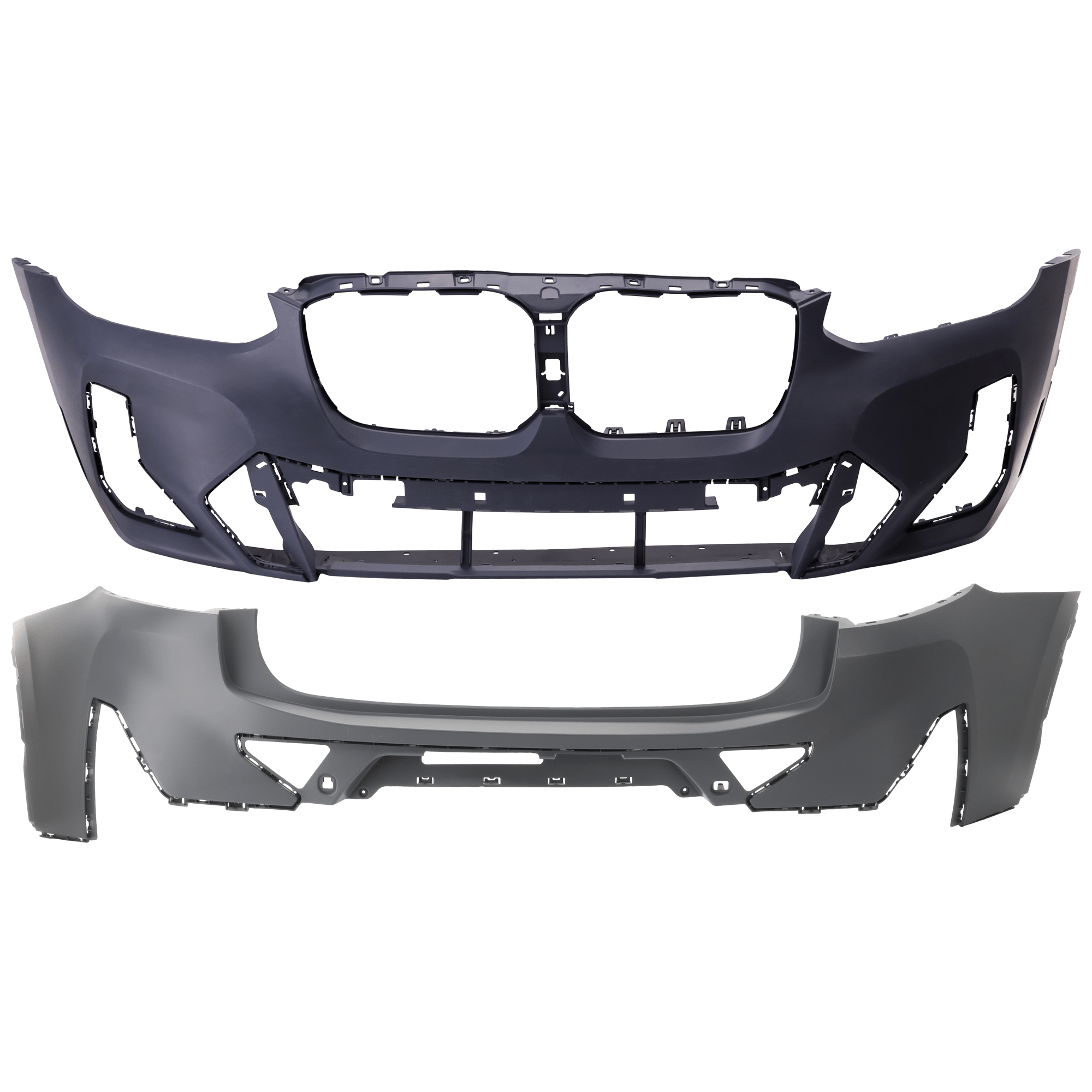 AM X4-22-24 FRONT AND REAR BUMPER COVER Primed SKU SET RB01030156P D Partslink BM1000558 BM1100470 OEM 51115A45E19-51125A40FE0