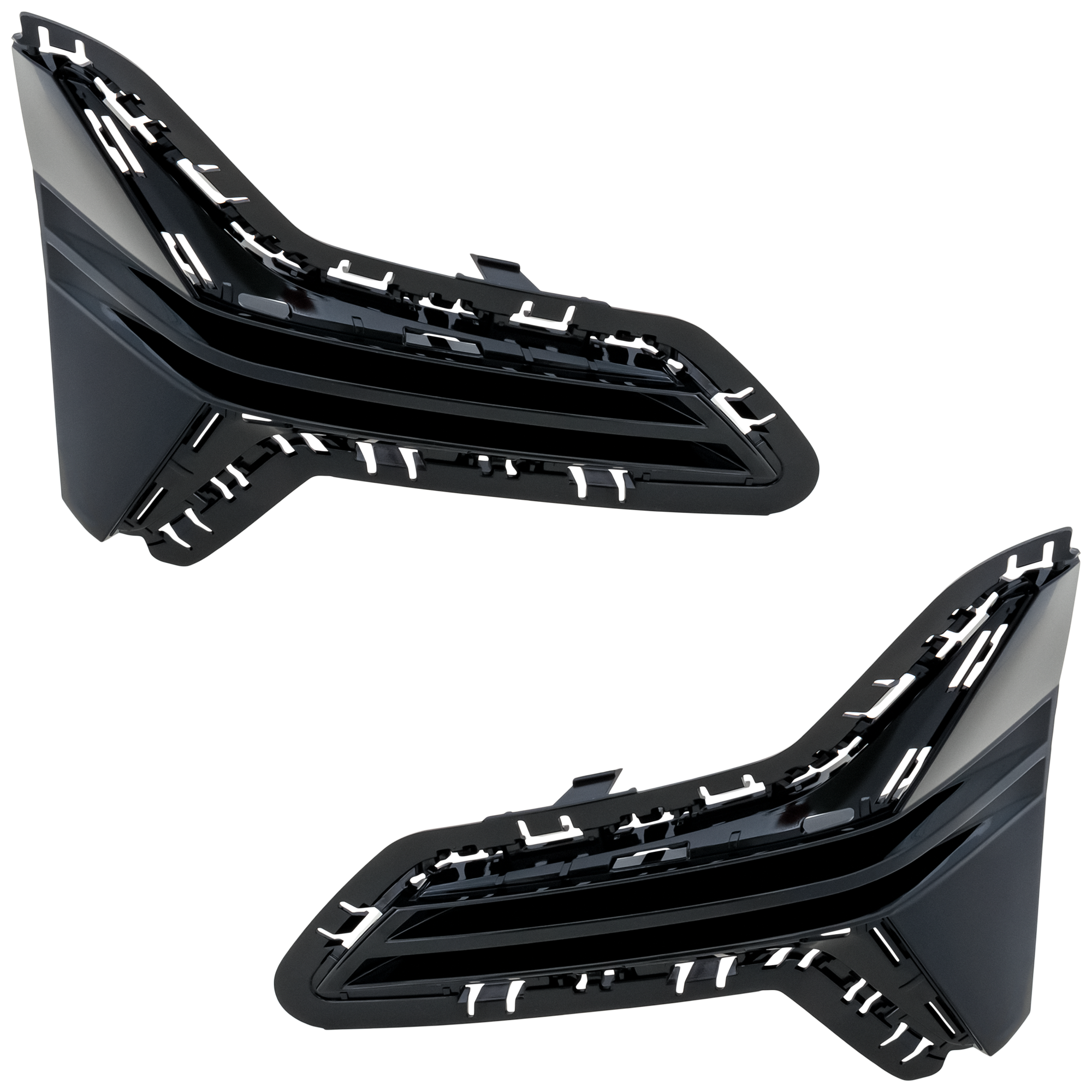 AM 330E 21-22-330I 19-22 FRONT BUMPER GRILLE RH AND LH Black Luxury Line Without M Sport Package w o Fog Light Holes Sedan SKU SET RB01530073 Partslink BM1039230 BM1038230 OEM 51117464206-51117464205
