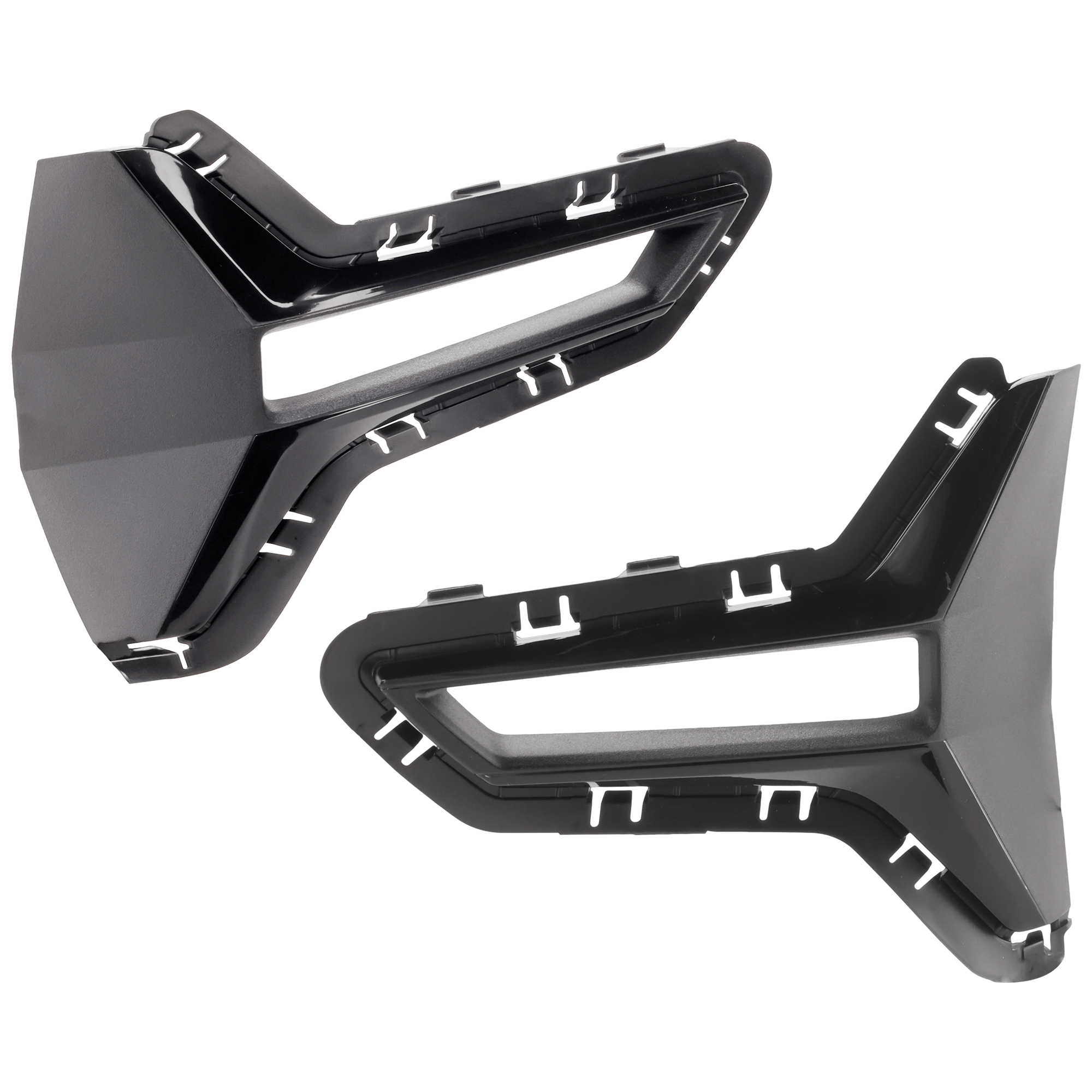AM 330E 21-22-330I 19-22 FRONT BUMPER GRILLE RH AND LH Gloss Black Plastic Sport Line Without M Sport Package w Fog Light Holes Sedan SKU SET RB01530107 Partslink BM1038234 BM1039234 OEM 51117464273-51117464274