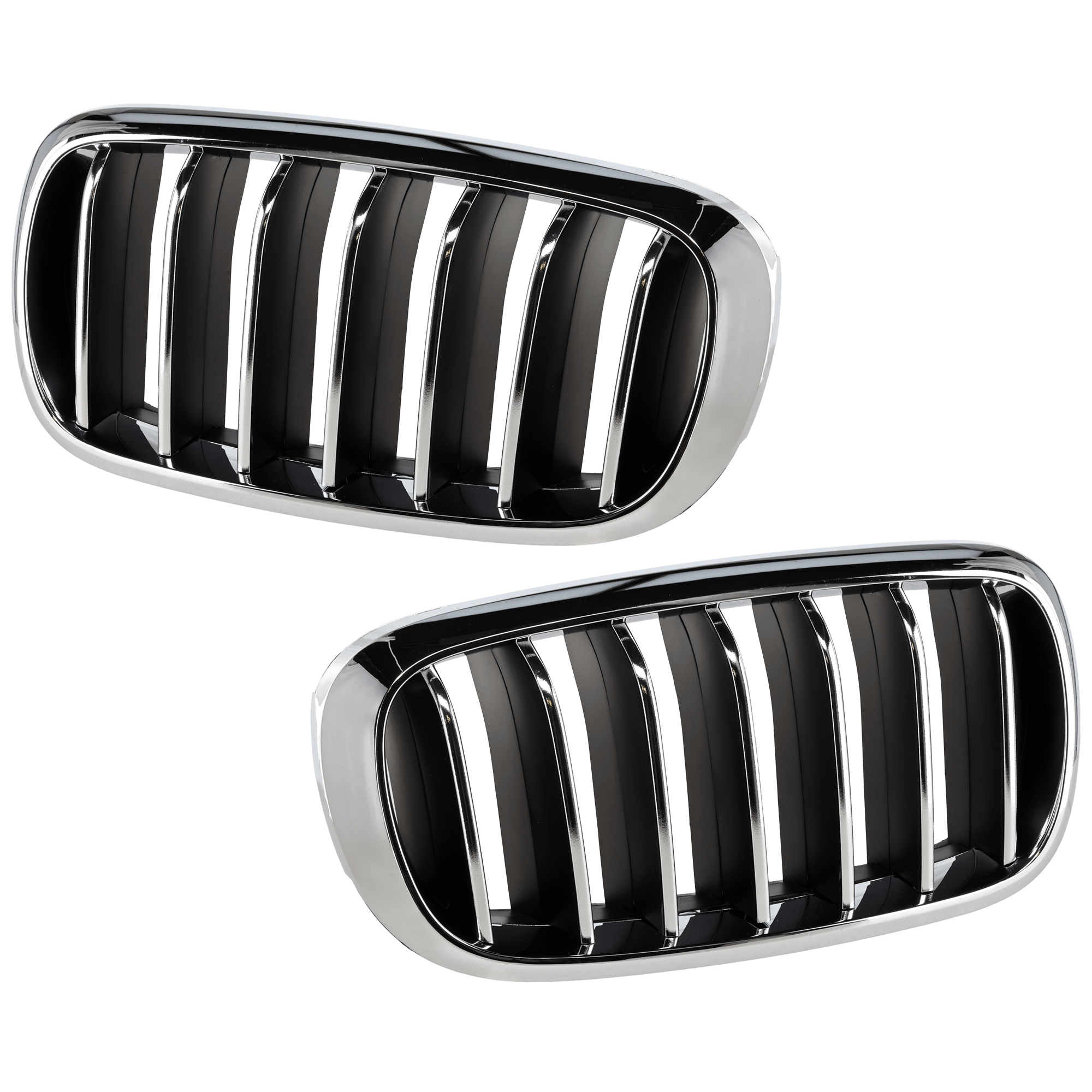 AM X5-14-18 GRILLE RH AND LH Chrome Shell with Textured Black Insert L:uxury Line Excludes M Model SKU SET RB07010049 Partslink BM1200269 BM1200270 OEM 51137316061-51137316062