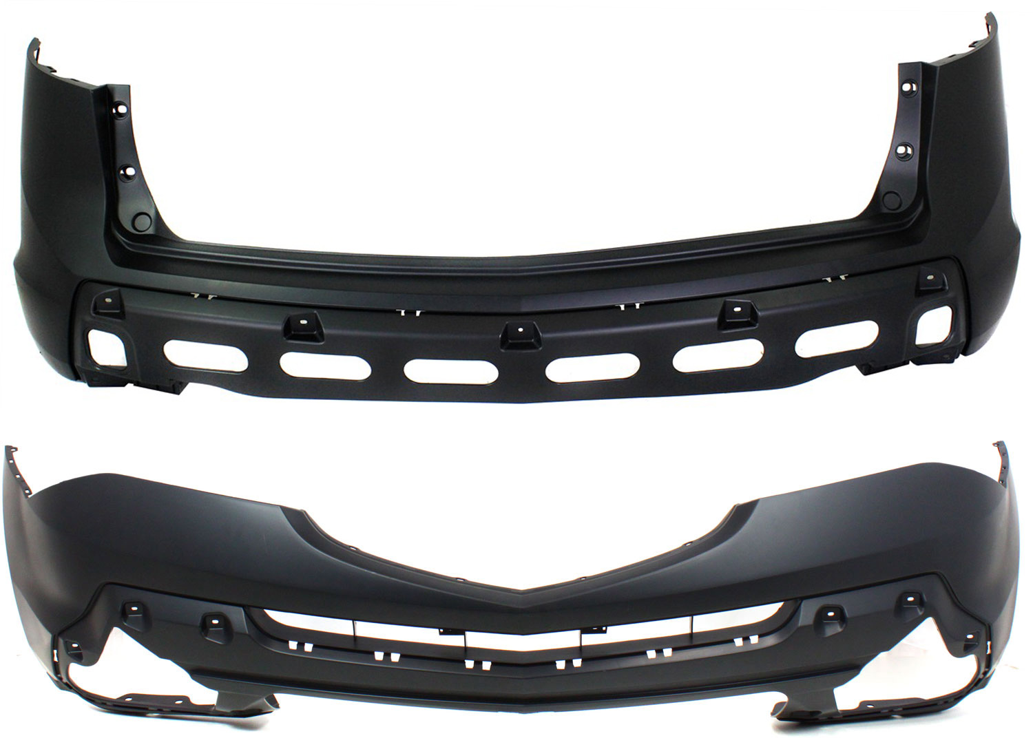AM MDX 07-09 FRONT AND REAR BUMPER COVER Primed SKU SET RBA010301P 2 Partslink AC1000157 AC1100152 OEM 04711STXA90ZZ 04715STXA91ZZ