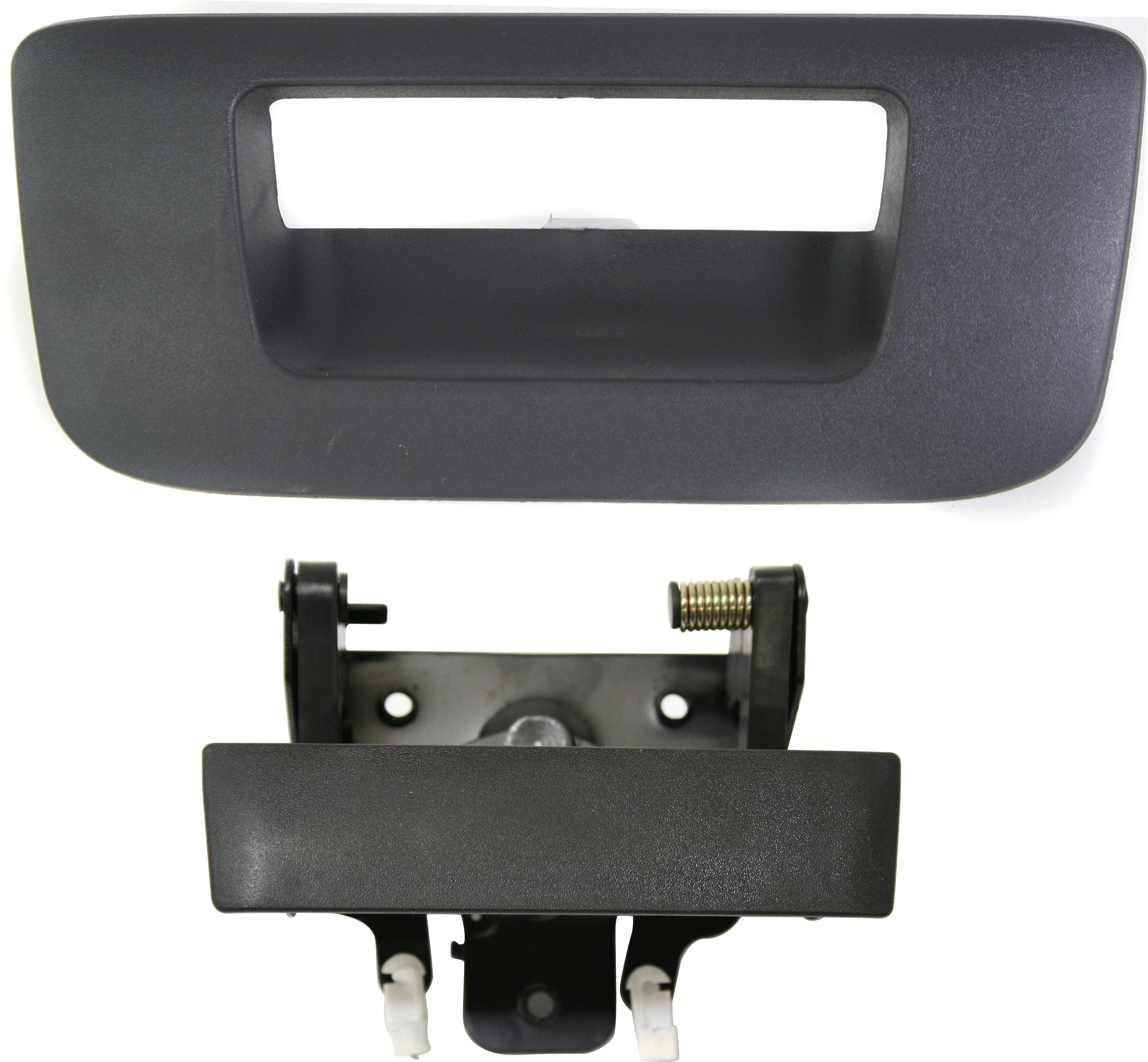 AM SIERRA SILVERADO 07-14 TAILGATE HANDLE SET Lever and Bezel Textured Black w o Keyhole Excludes 2007 Classic SKU SET RBC580702-2 Partslink GM1915125 GM1916107 OEM 20955300-15140549-22755303